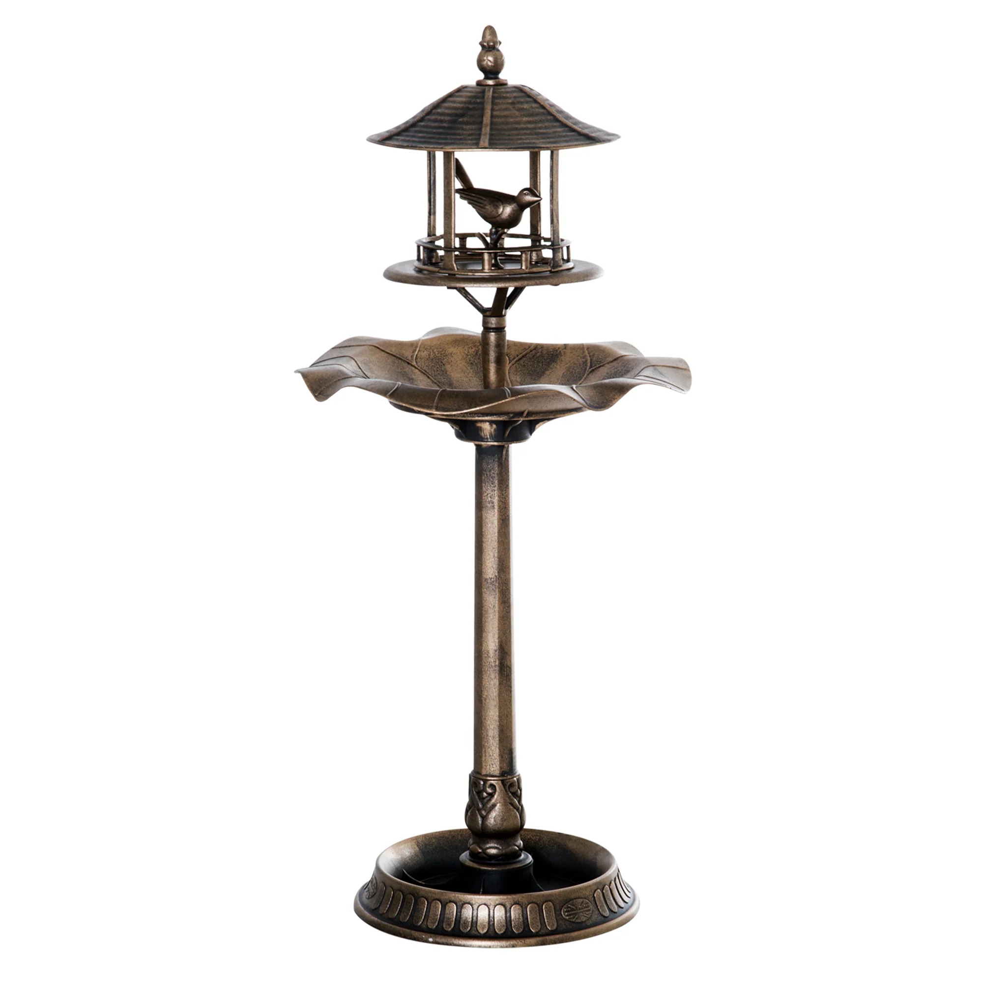 3-in-1 Garden Bird Bath Bowl Pedastal with Bird Feeder, Large Water Basin, & Underneath Flower Planter