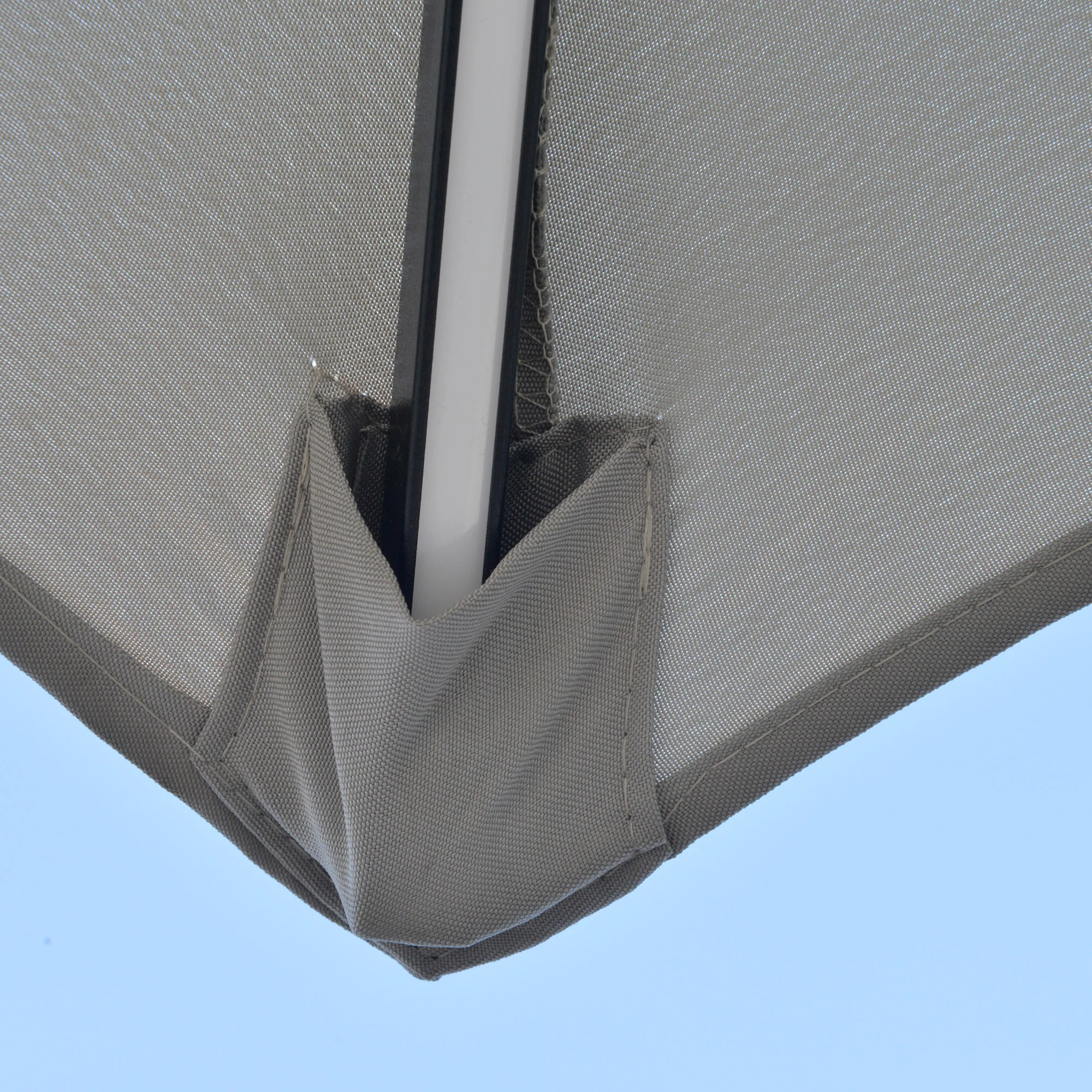 3m Cantilever Banana Parasol w/ LED Solar lights, Double Roof & Cross Base, Light Grey - Image 10