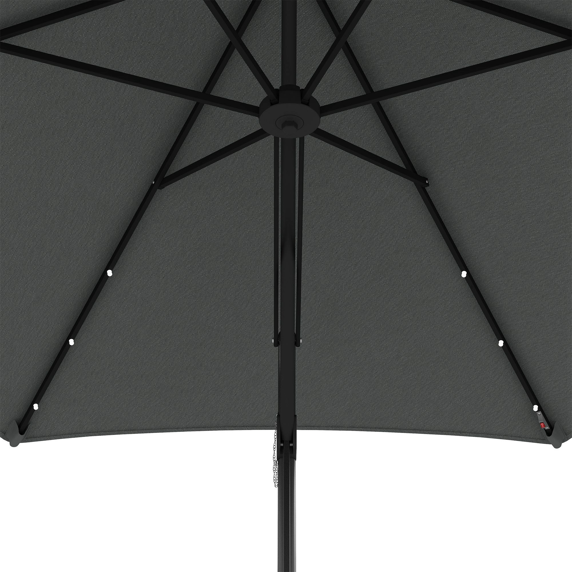 3m LED Parasol Umbrella, Garden Parasol with Cross Base & Steel Pole, Dark Grey - Image 11