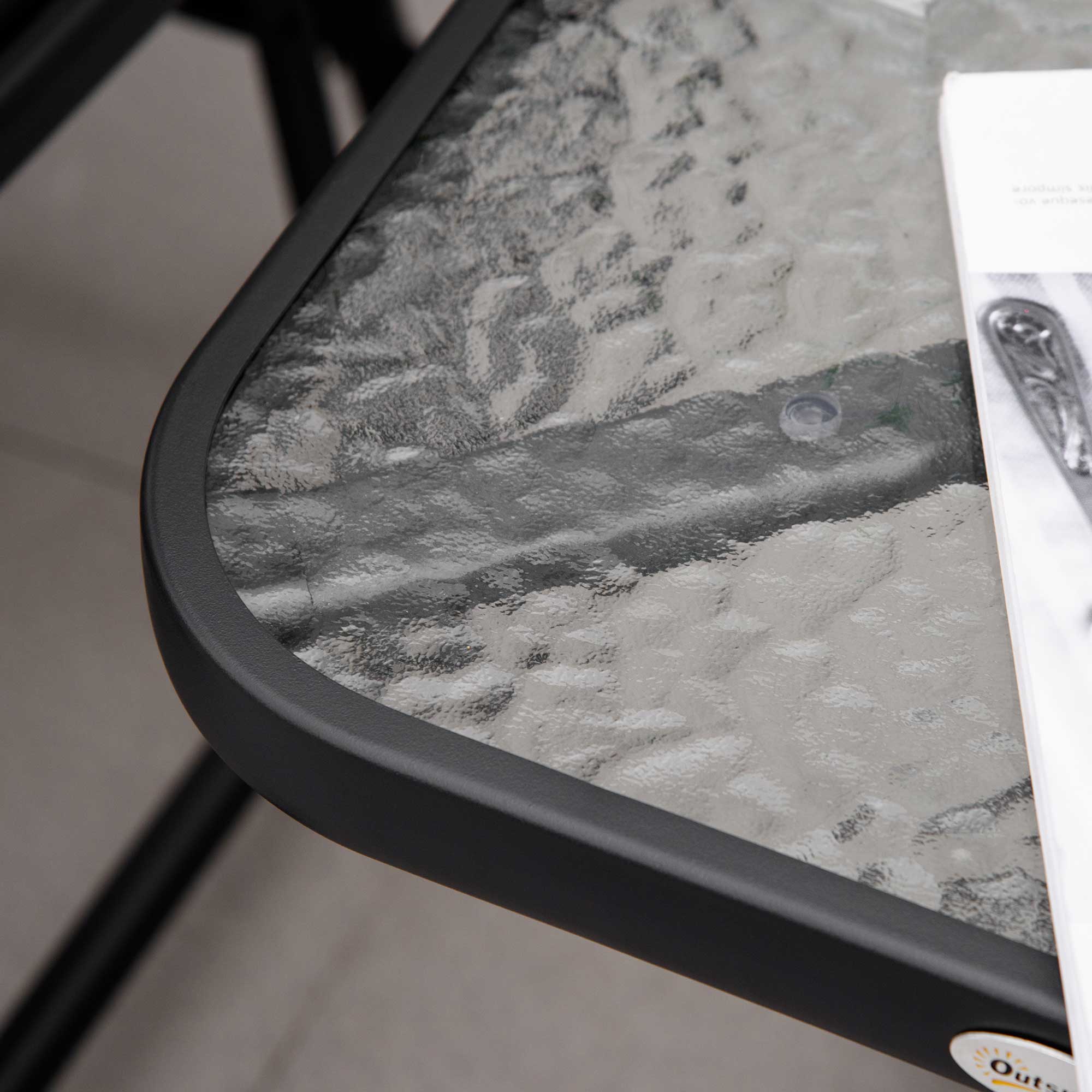 3 Piece Patio Glider Set with Breathable Mesh Seat & Glass Top Table, Black - Image 11