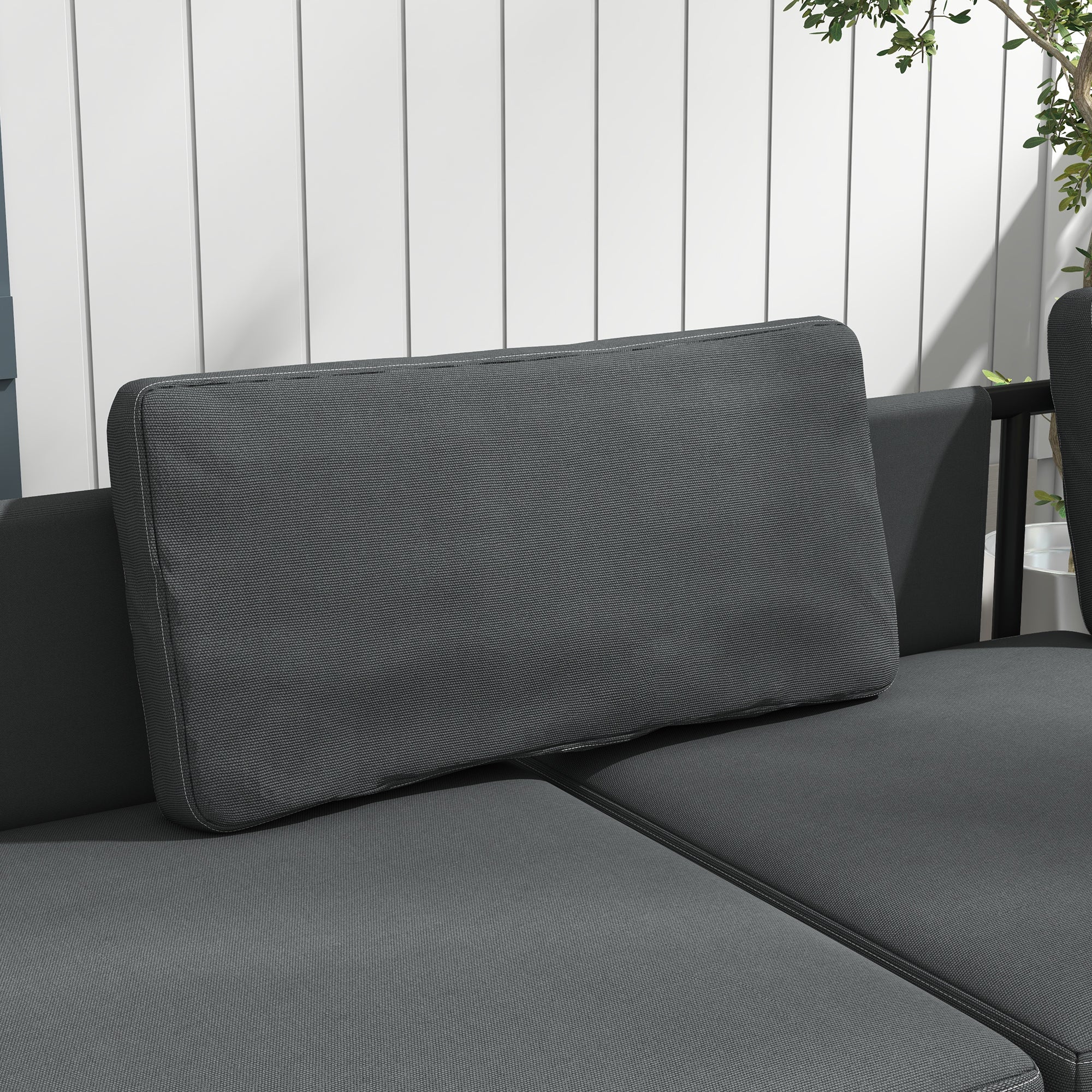 4 Seater L Shaped Corner Sofa Set with Table and Cushions, HDPE, for Garden, Patio, Grey - Image 10