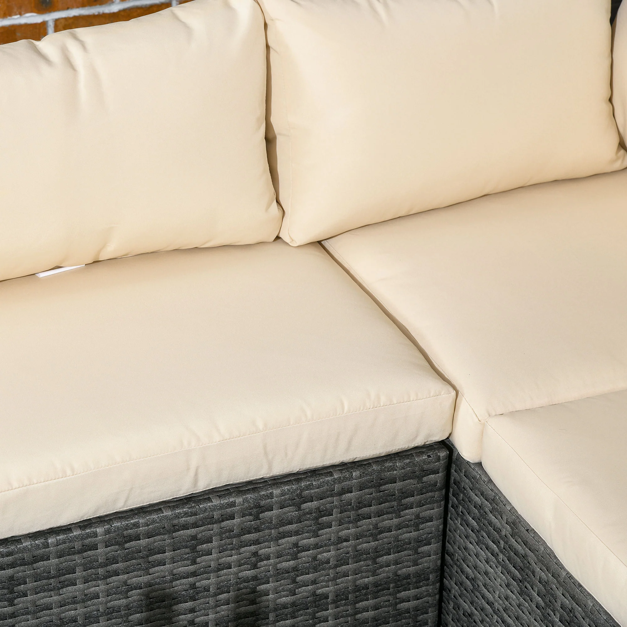 3 Pieces Rattan Wicker Conversation Furniture Set w/ Loveseats & Coffee Table, Beige - Image 10