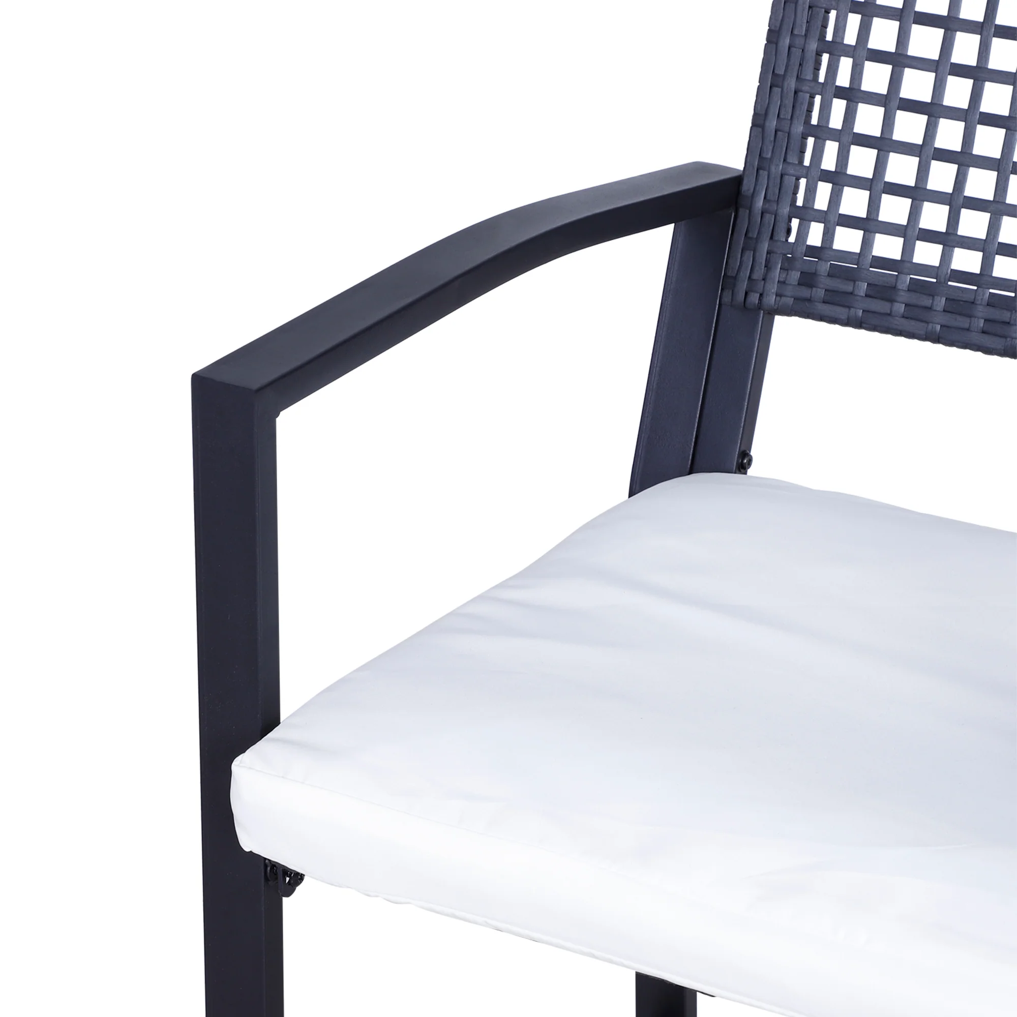 3pc Rattan Patio Bar Set w/ Cushions, All Weather Wicker Bar Height Furniture, Cream White - Image 11