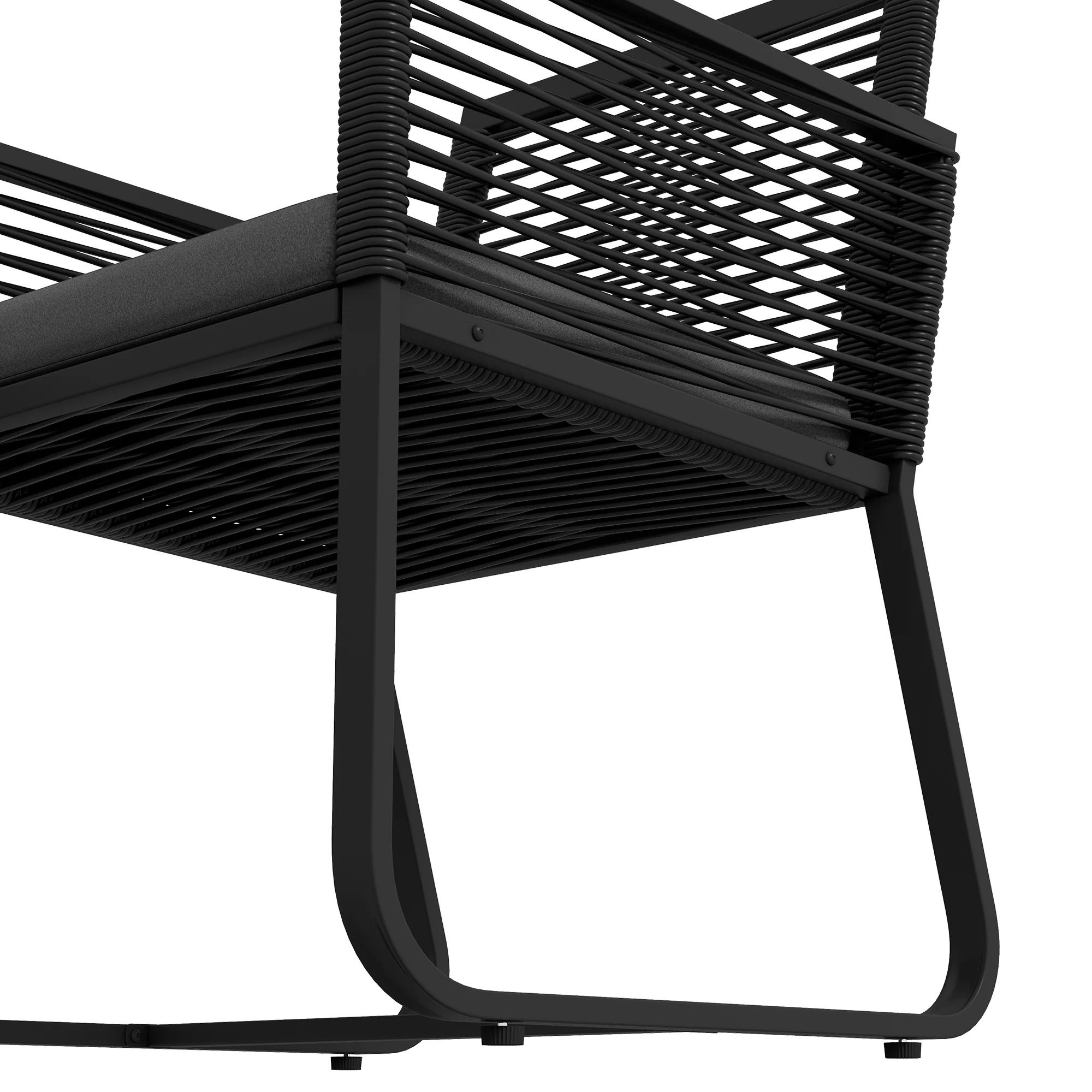 3 Pieces Patio Furniture Outdoor PE Rattan Bistro Set w/ Seat Cushions Tempered Glass Table for Garden Backyard, Black - Image 10