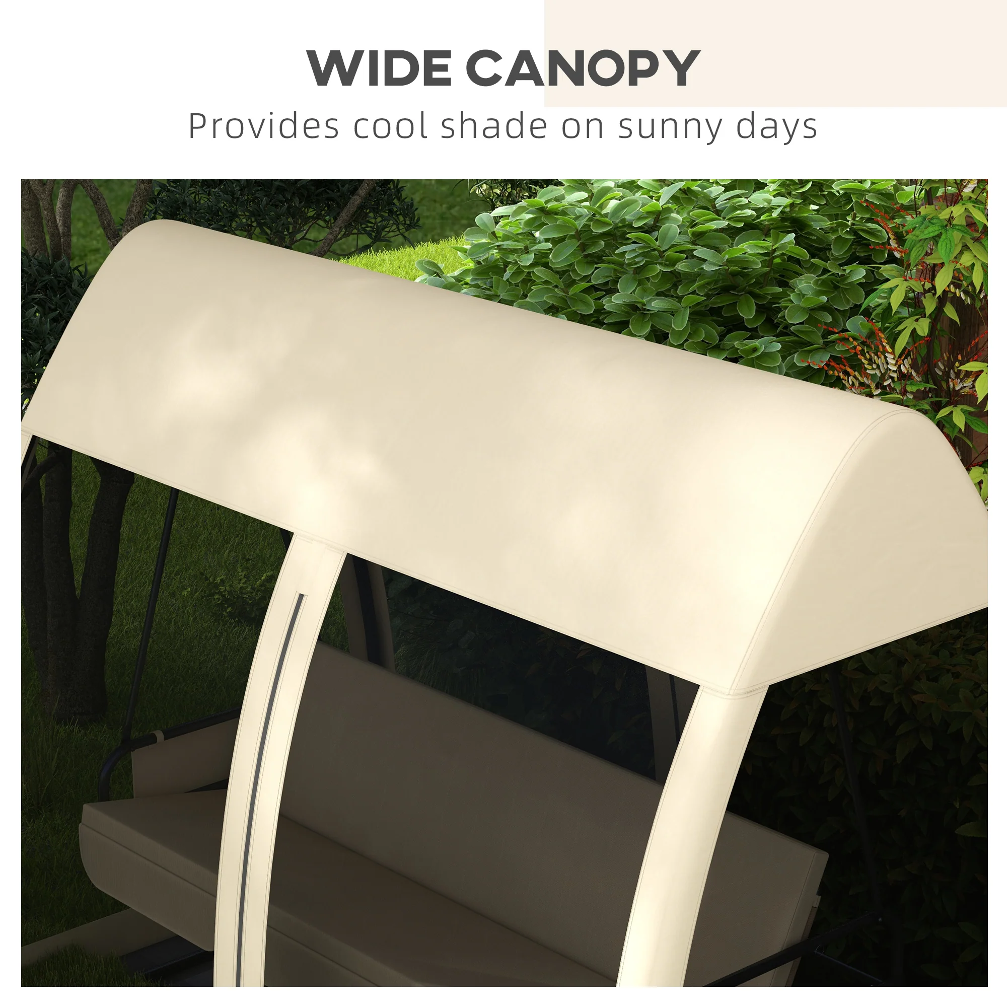 3-Seater Swing Hammock Chair w/ Canopy Netting Walls, Outdoor Lounger Bed, Beige - Image 8