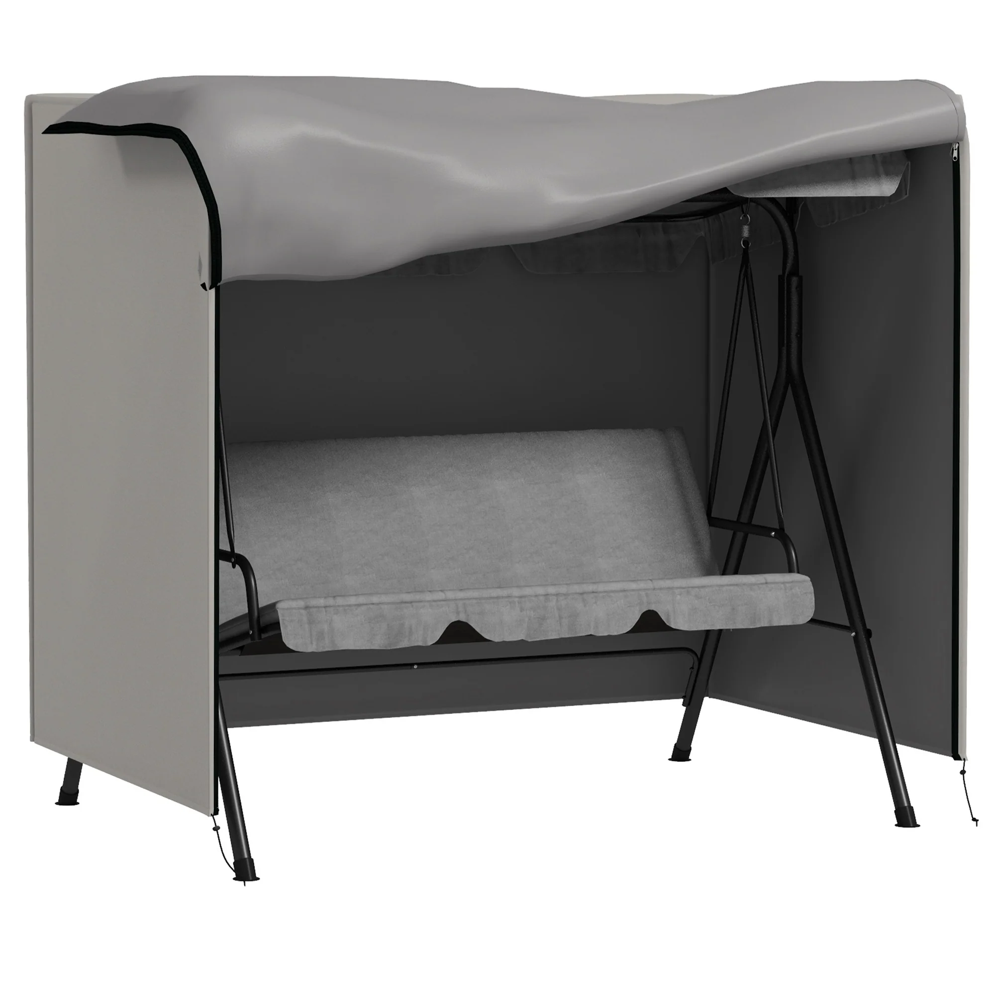 3-Seater Garden Swing Chair Protective Cover, Water UV Resistant, 177 x 114 x 152cm, Light Grey