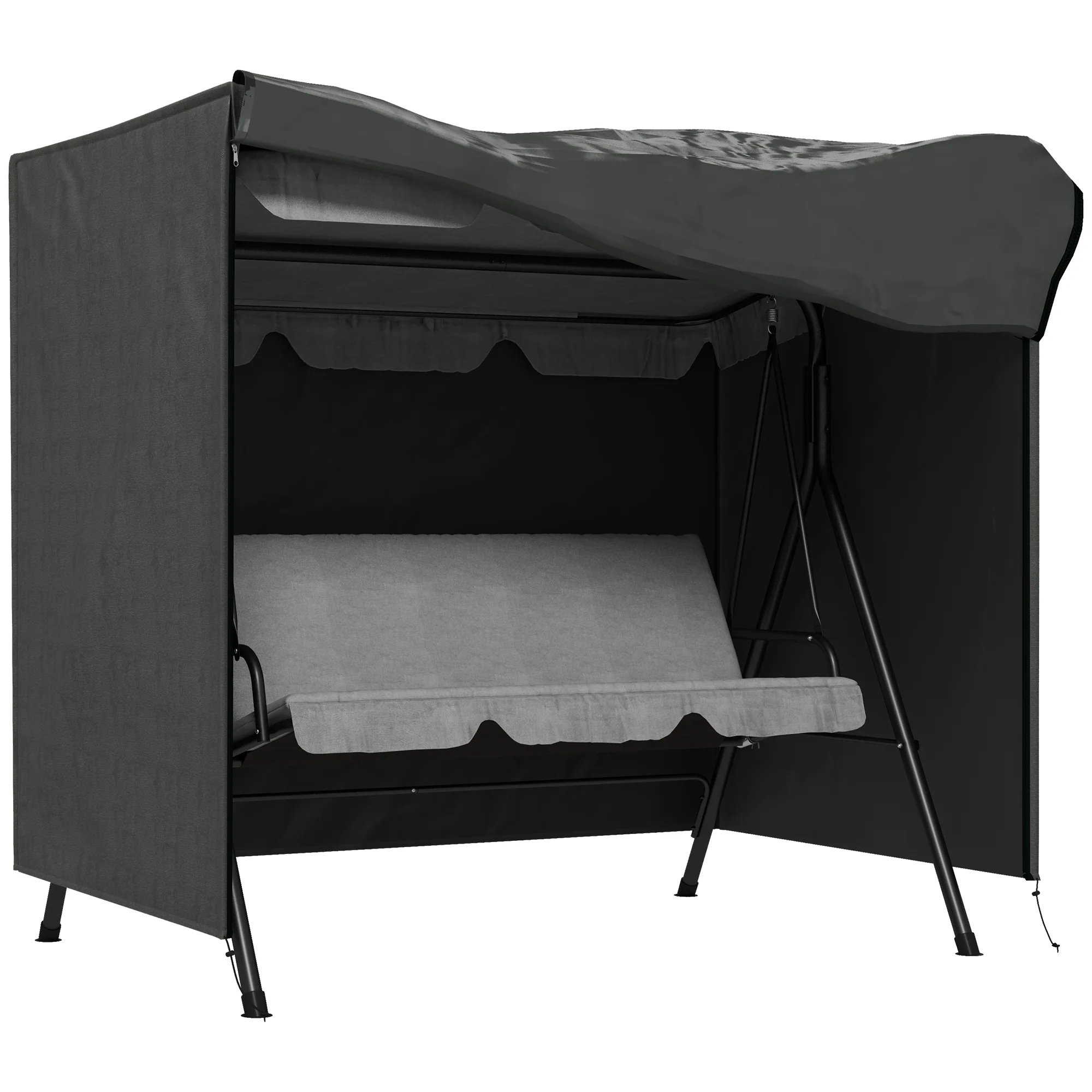 3-Seater Garden Swing Chair Protective Cover, Water UV Resistant, 177 x 114 x 152cm, Dark Grey