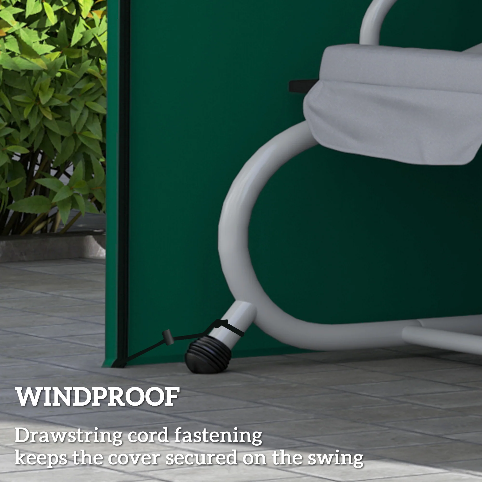 3-Seater 420D Garden Swing Chair Protective Cover, Water UV Resistant, 220 x 125 x 172cm, Green - Image 8