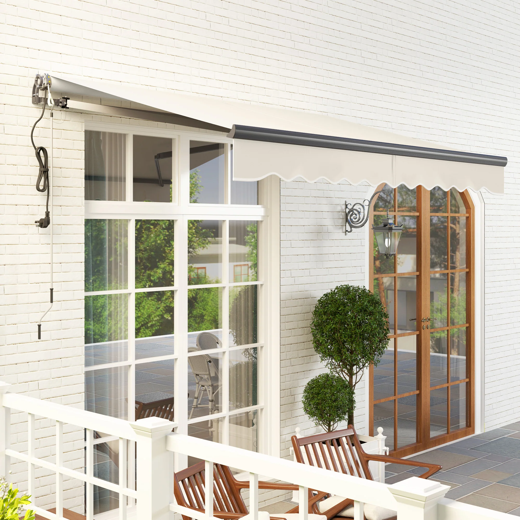 3 x 2.5m Electric Awning with Remote Controller for Garden Patio Door Window, Beige - Image 11
