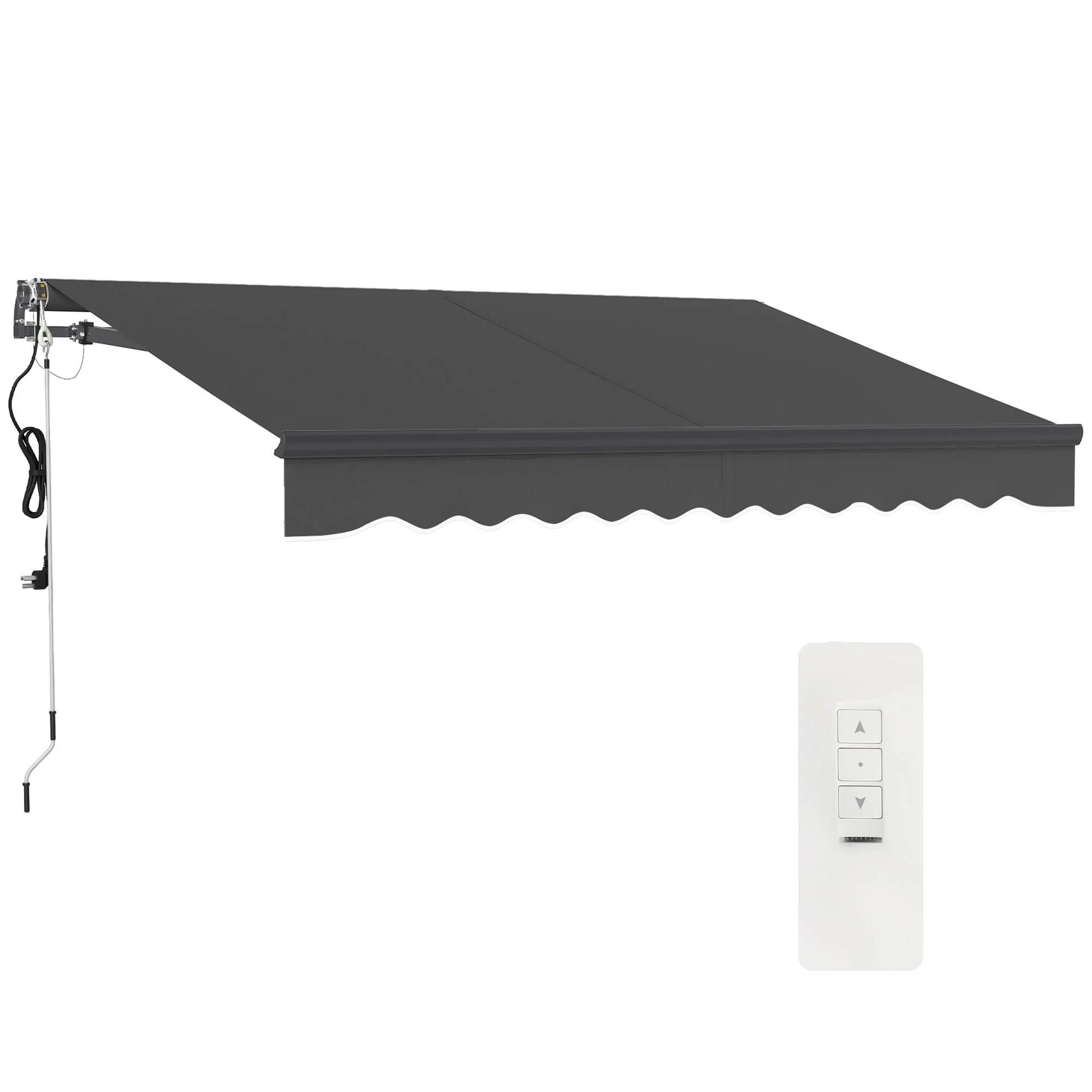 3 x 2.5m Electric Awning with Remote Controller for Garden Patio Door Window, Dark Grey