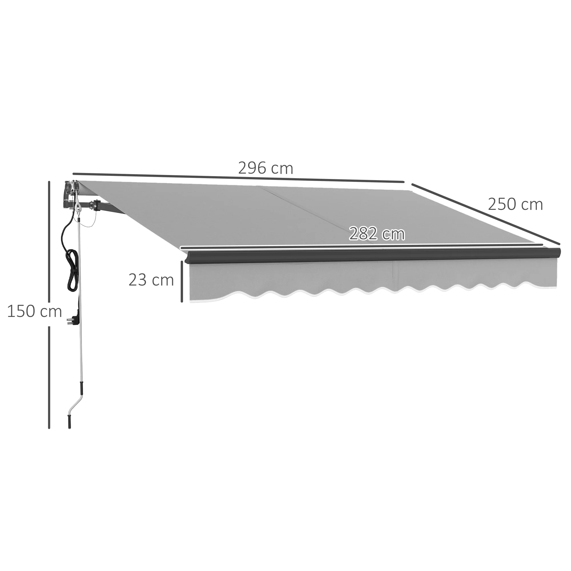 3 x 2.5m Electric Awning with Remote Controller for Garden Patio Door Window, Light Grey - Image 5