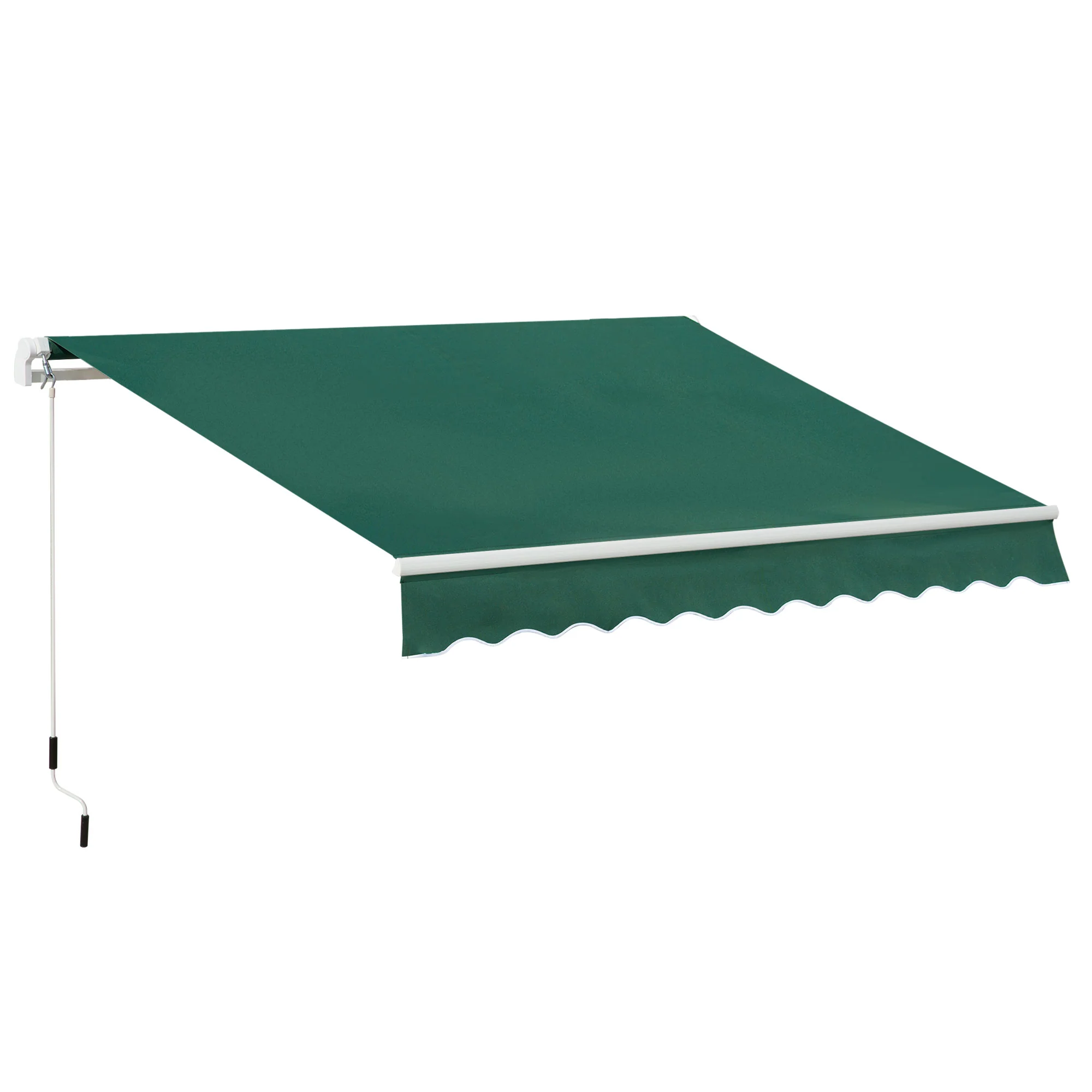 3 x 2m Retractable Manual Awning with w/ Crank Handle for Garden Patio, Green - Image 12