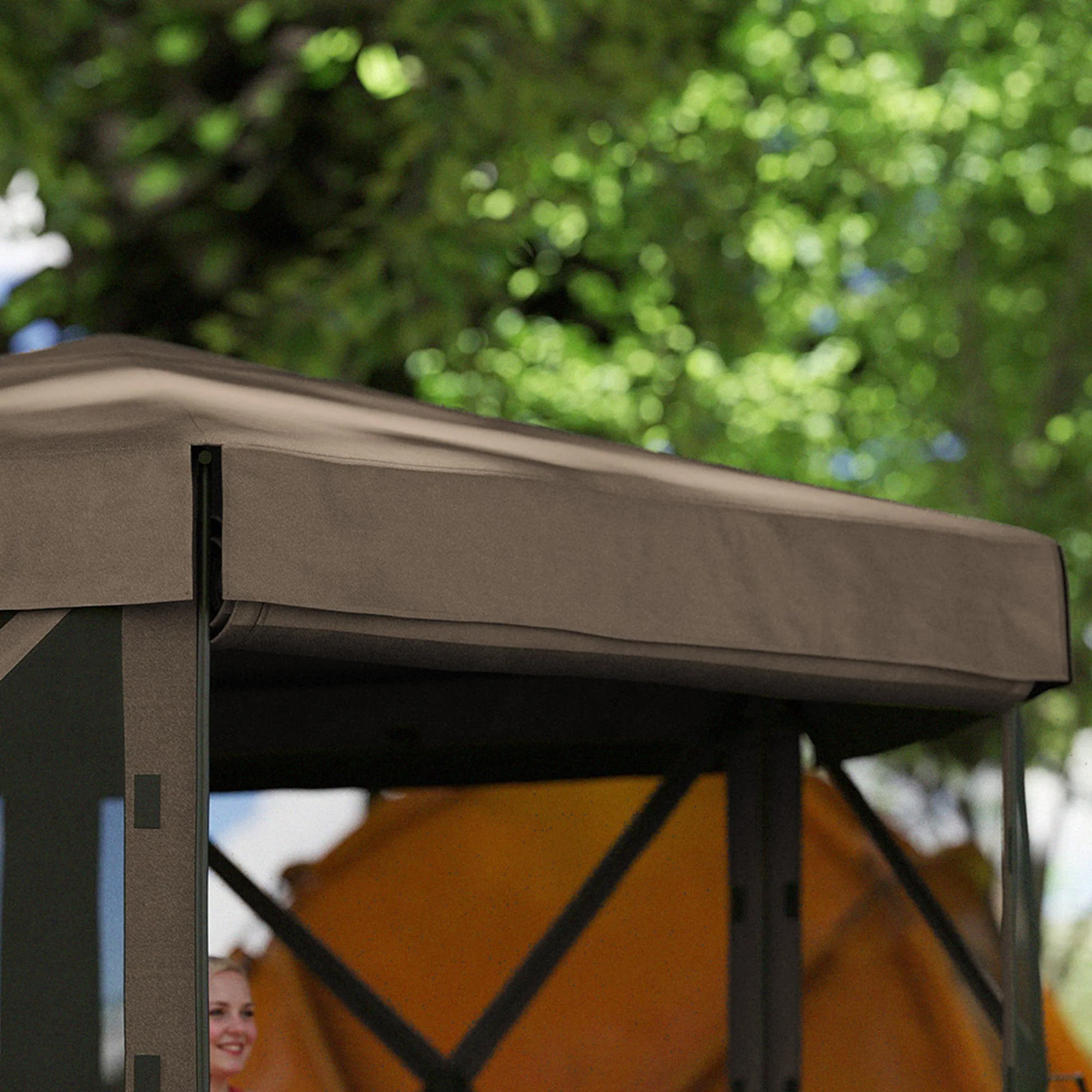 3 x 3m Hexagon Pop Up Gazebo with 5 Sides & Carry Bag, Instant Event Shelter, Brown - Image 10
