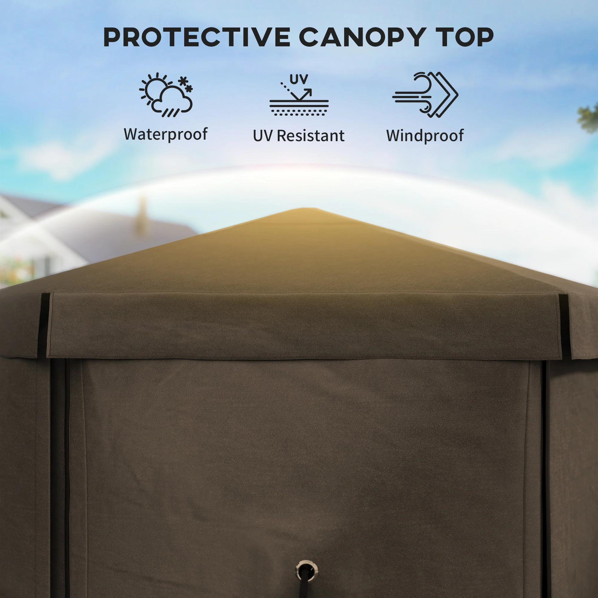 3 x 3m Hexagon Pop Up Gazebo with 5 Sides & Carry Bag, Instant Event Shelter, Brown - Image 8