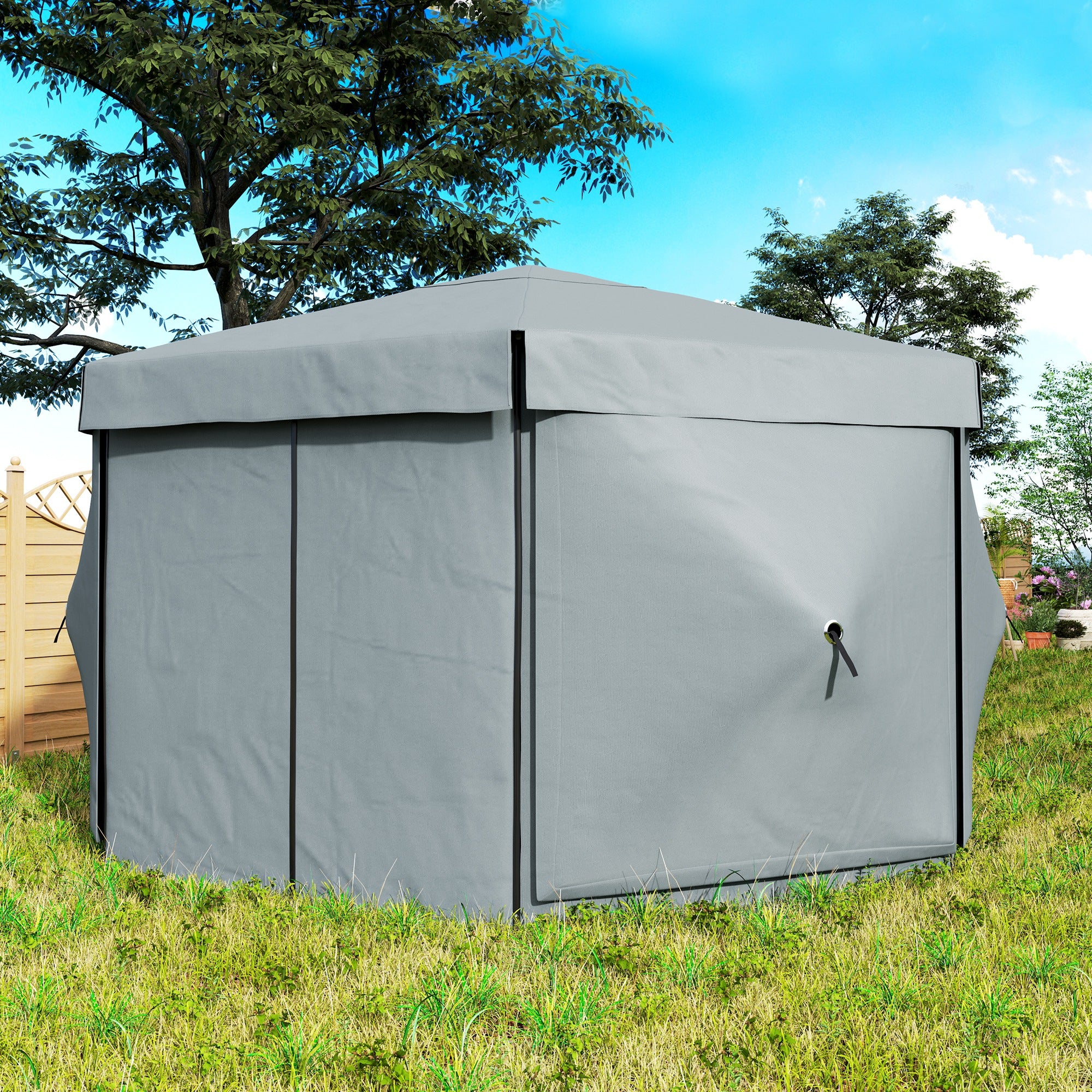 3 x 3m Hexagon Pop Up Gazebo with 5 Sides & Carry Bag, Instant Event Shelter, Light Grey - Image 11