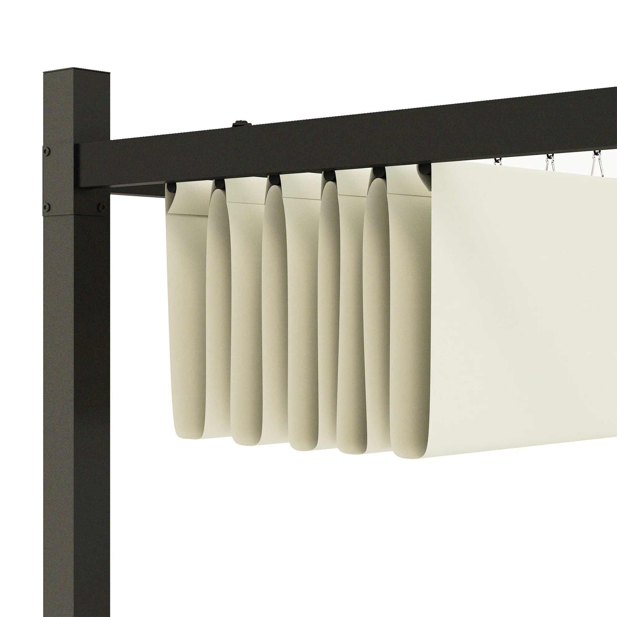 3 x 3m Metal Pergola with Retractable Roof & Magnetic Fixture, Outdoor Pergola Kit, Cream White - Image 10
