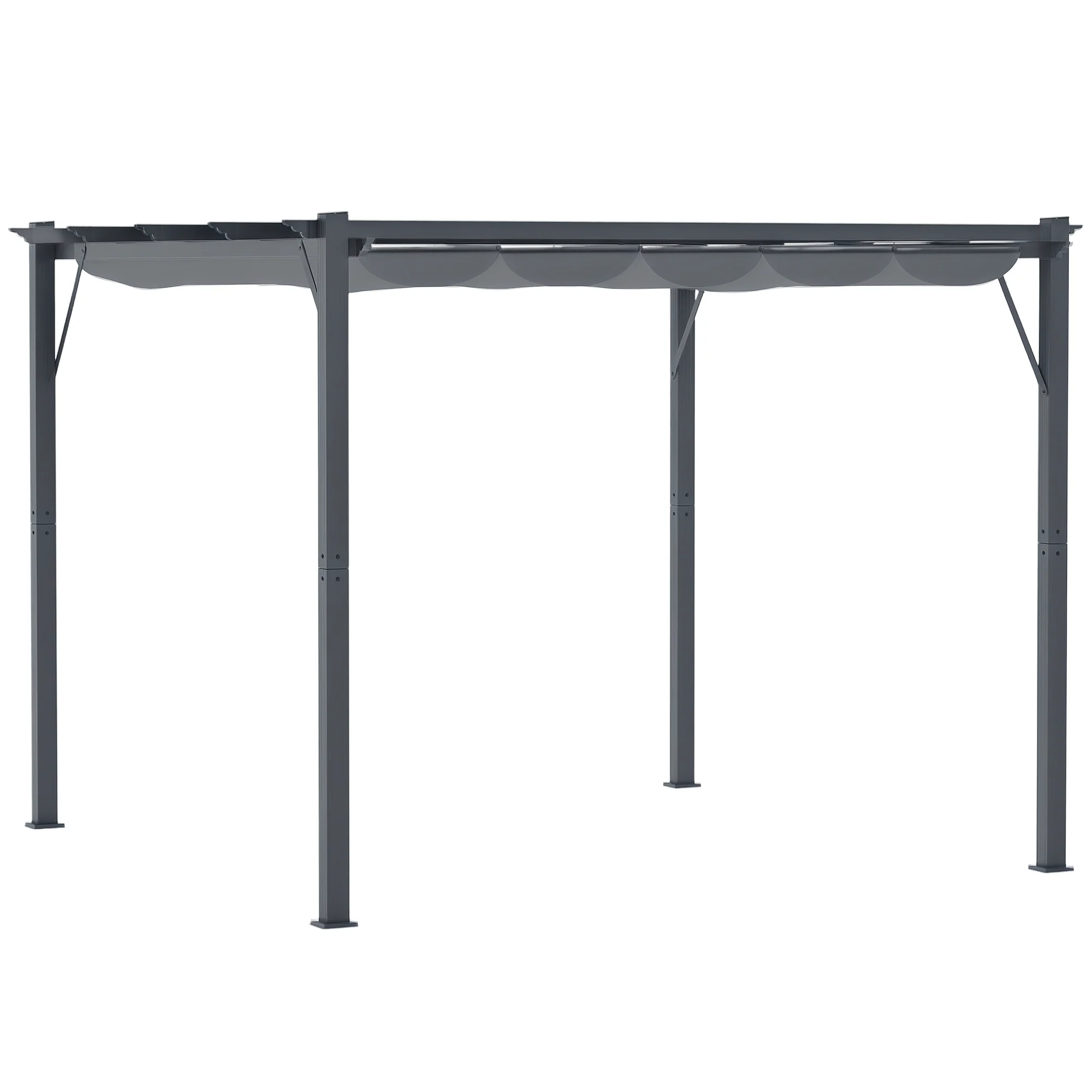 3 x 3(m) Pergola with Retractable Roof Canopy for Grill, Patio, Dark Grey