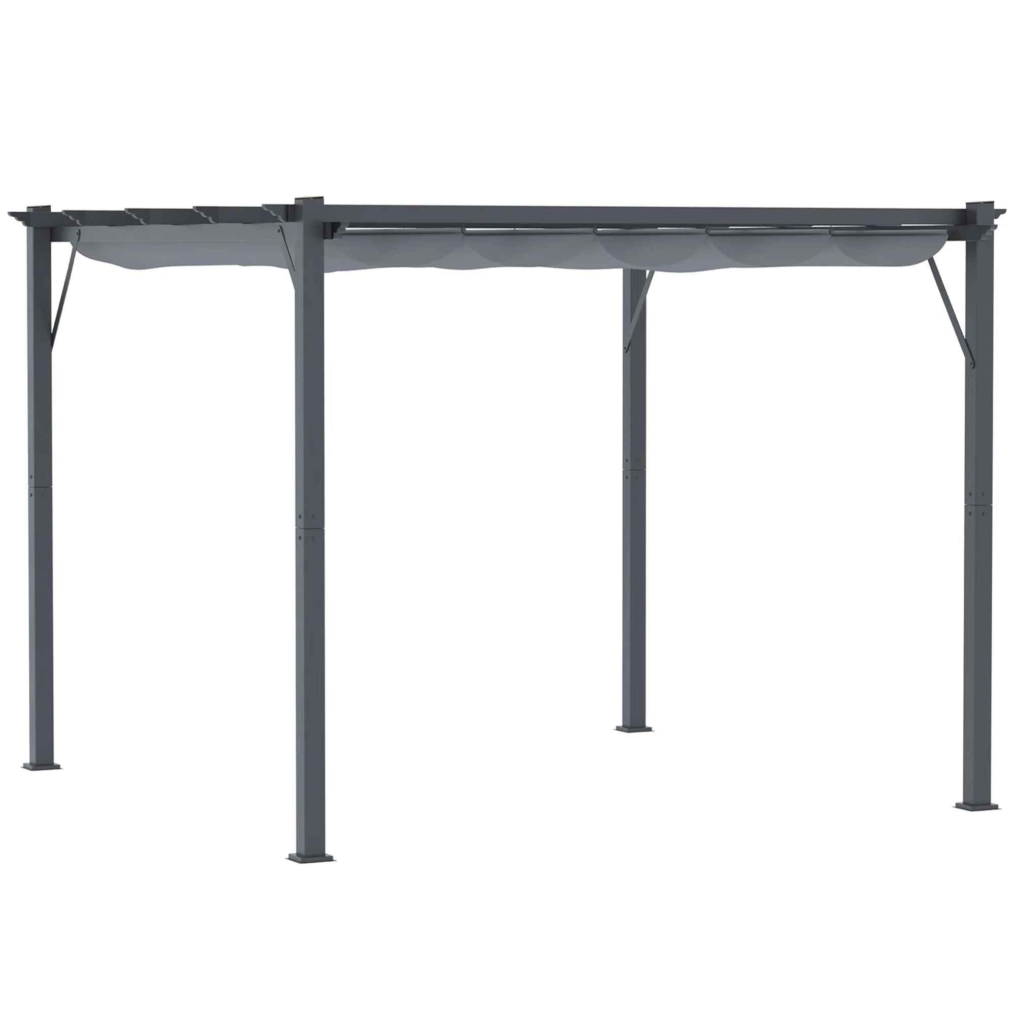 3 x 3(m) Pergola with Retractable Roof Canopy for Grill, Patio, Dark Grey - Image 12