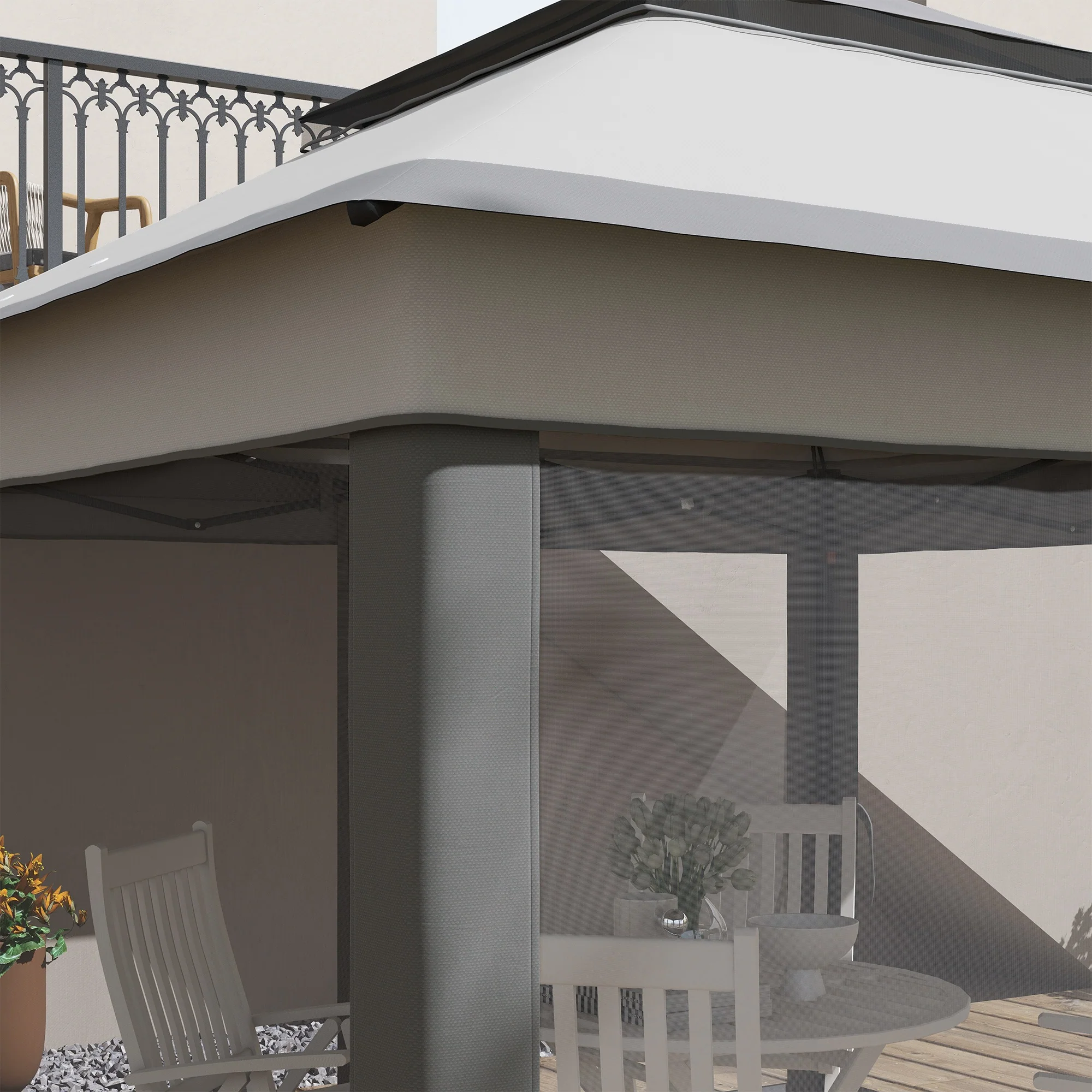 3 x 3m Pop Up Gazebo w/ Netting and Carrying Bag, Height Adjustable & UV-Resistant, Grey - Image 11
