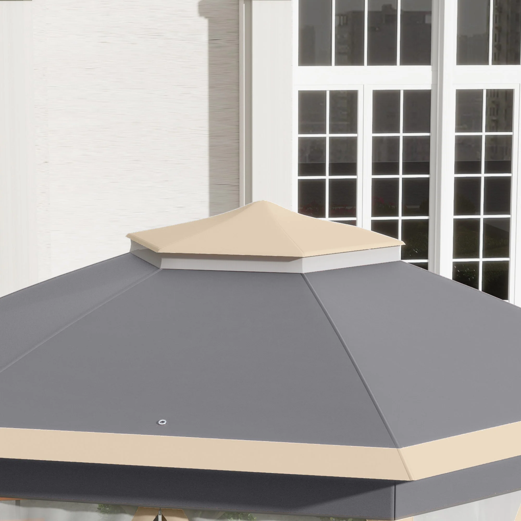 3 x 4m Pop Up Gazebo, Double-roof Garden Tent with Netting & Carry Bag for Patio, Khaki - Image 10