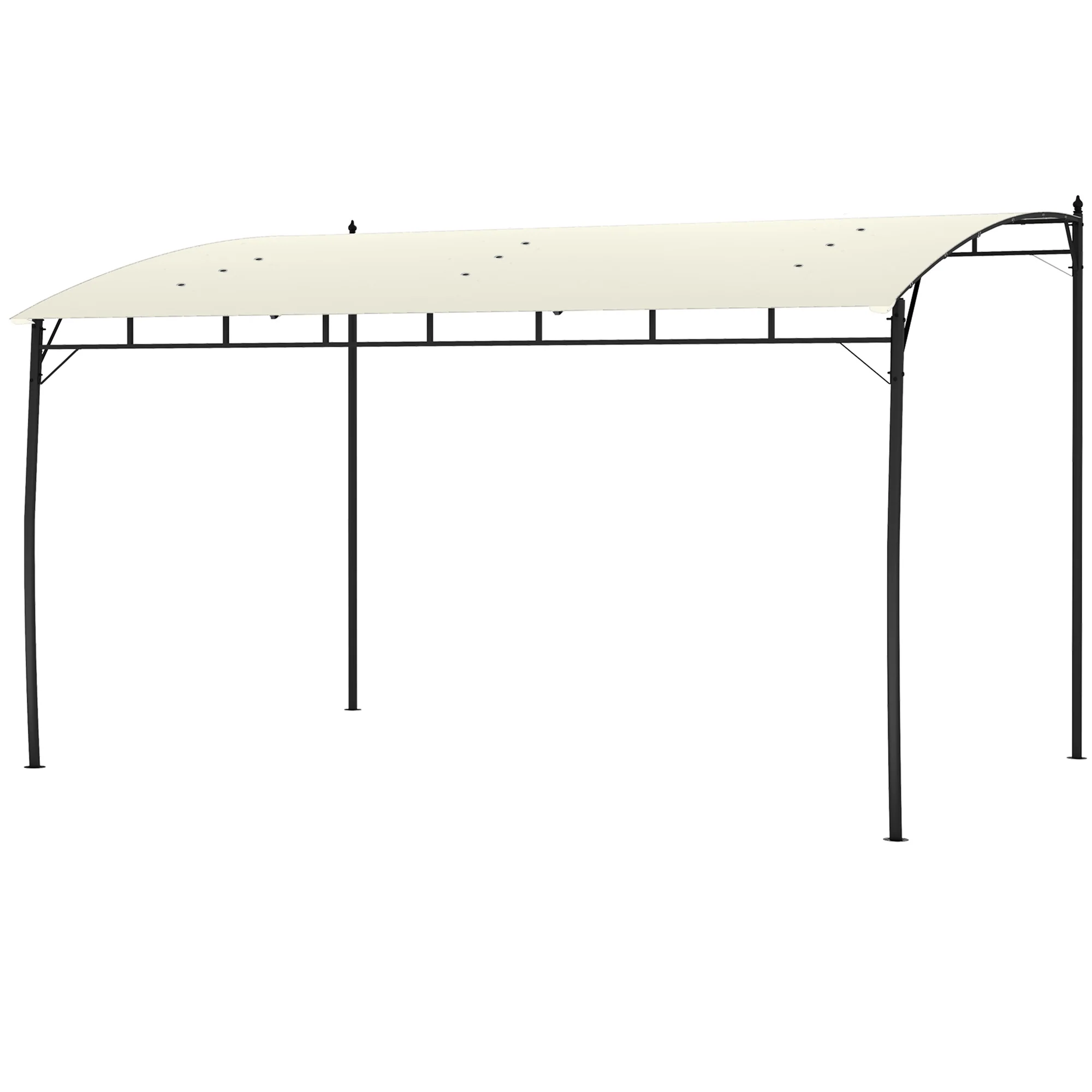 3 x 4m Garden Lean to Pergola with UV-Resistant Canopy and Metal Frame, Cream White - Image 2
