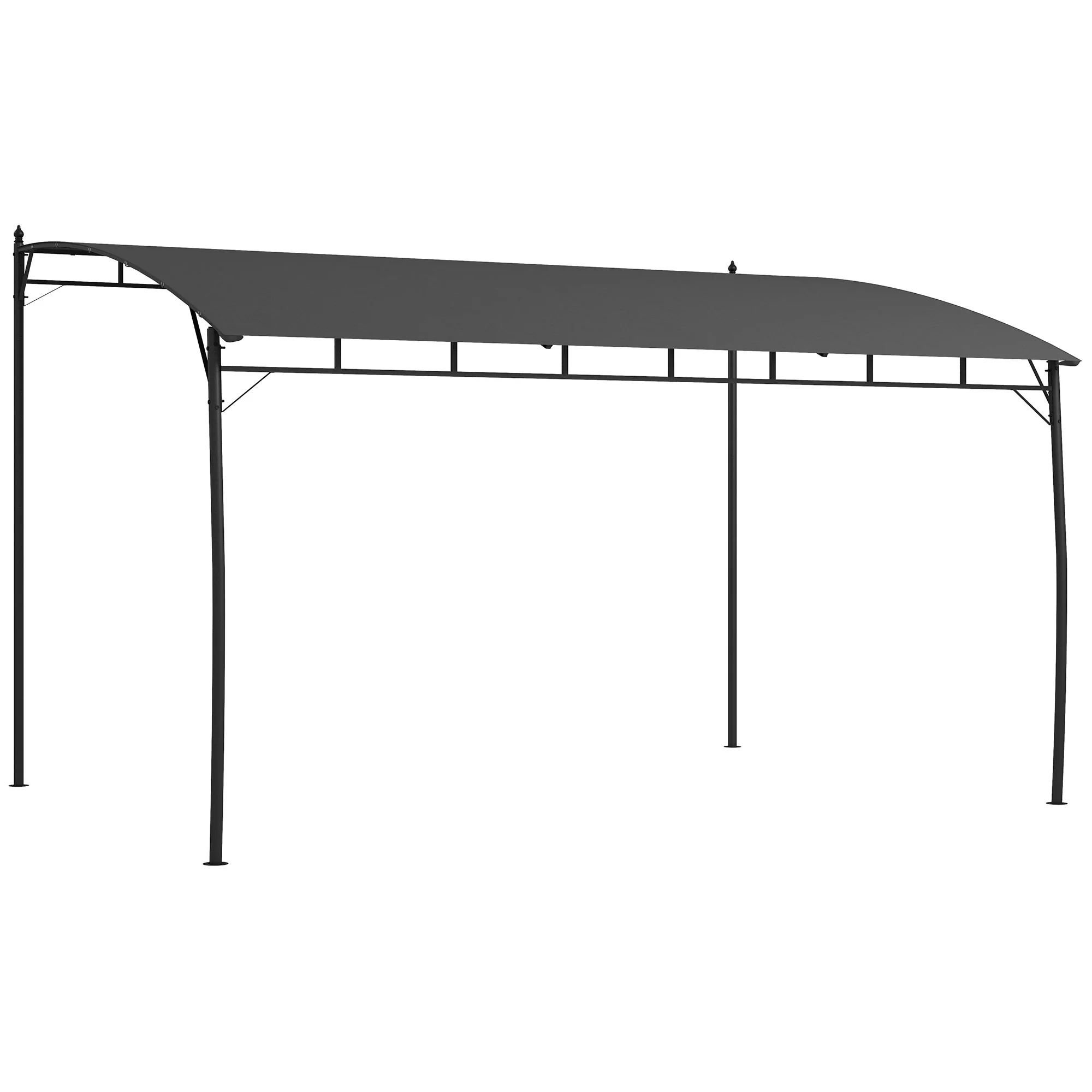 3 x 4m Garden Lean to Pergola with UV-Resistant Canopy and Metal Frame, Grey - Image 12