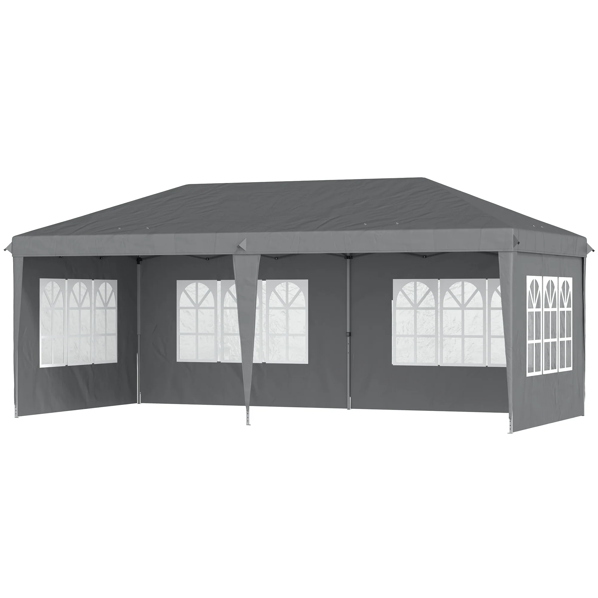3 x 6m Garden Pop Up Gazebo, Height Adjustable Party Tent w/ Sidewalls & Storage Bag, Grey - Image 2