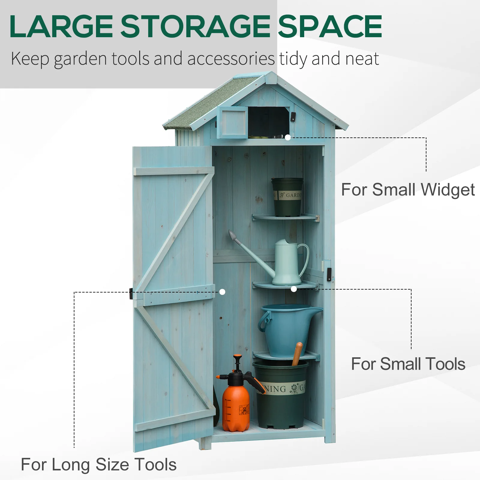 Weatherproof Garden Storage Shed with Shelves & Roof - Image 8