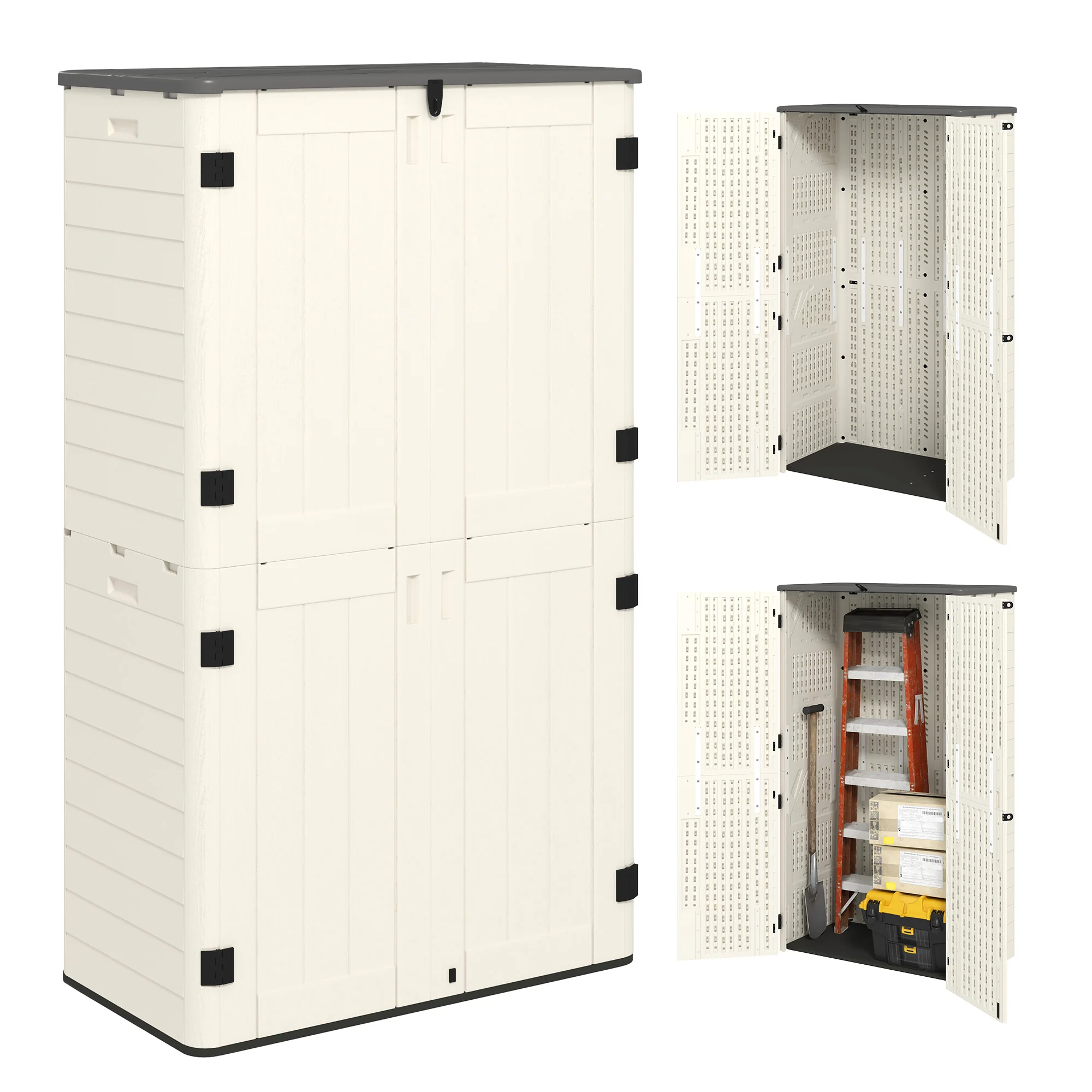 368 Gallon Waterproof Deck Box with Openable Top & Lockable Doors