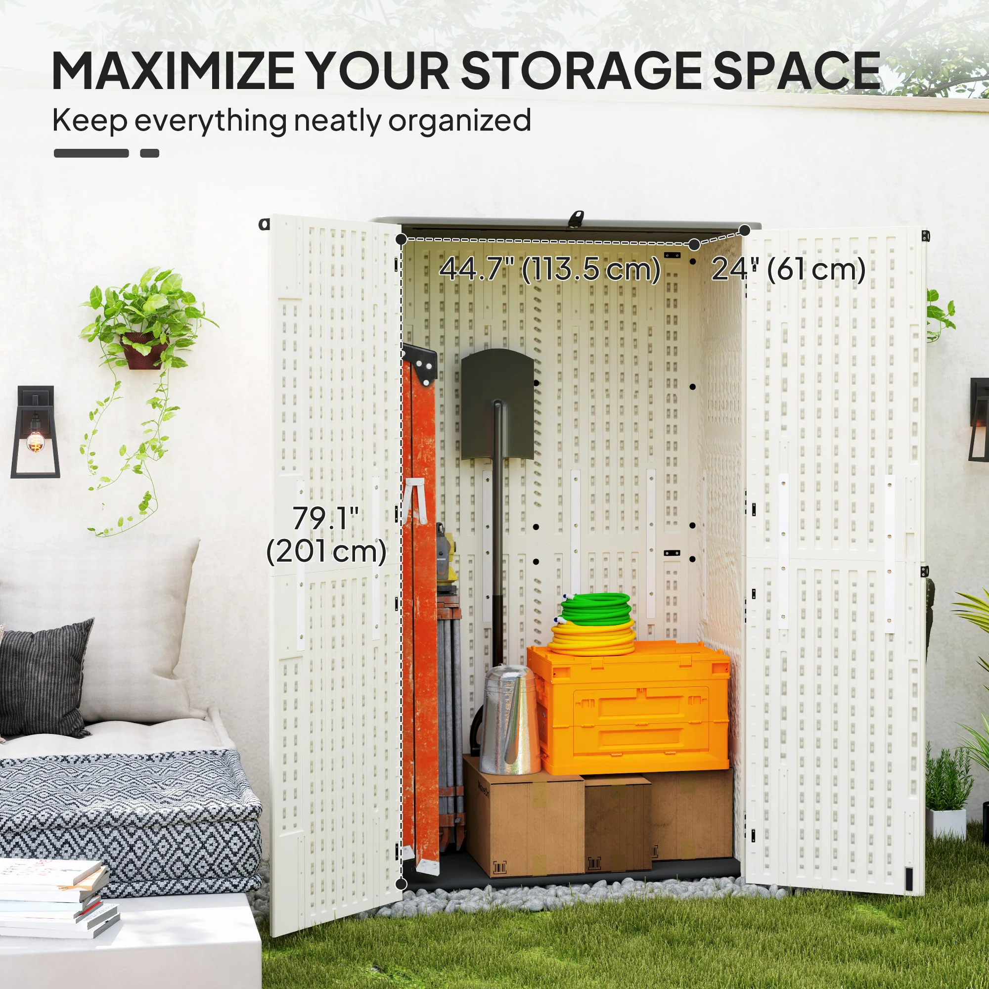 368 Gallon Waterproof Deck Box with Openable Top & Lockable Doors - Image 6