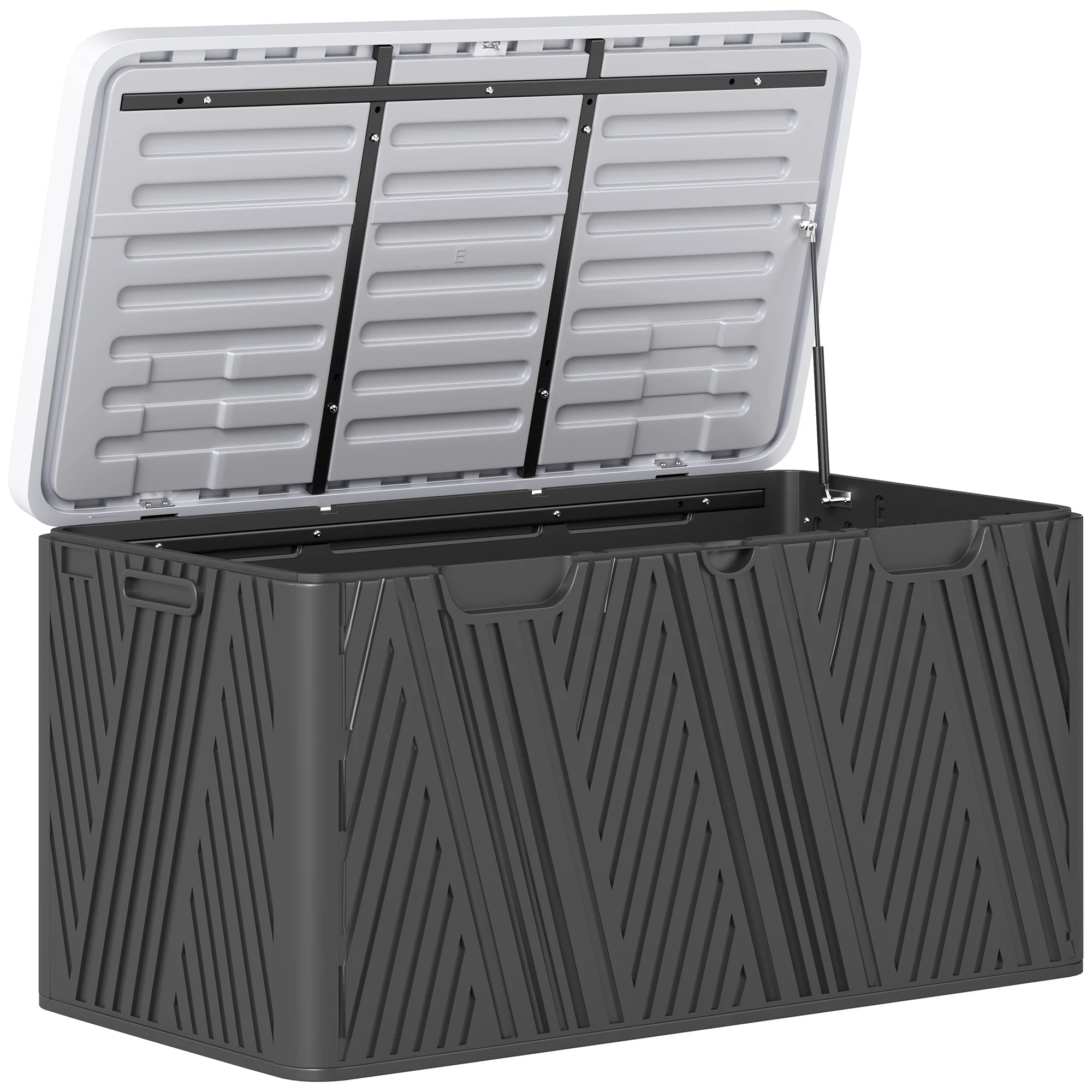 380L Waterproof Plastic Outdoor Storage Box, Lockable Garden Storage Box, Black