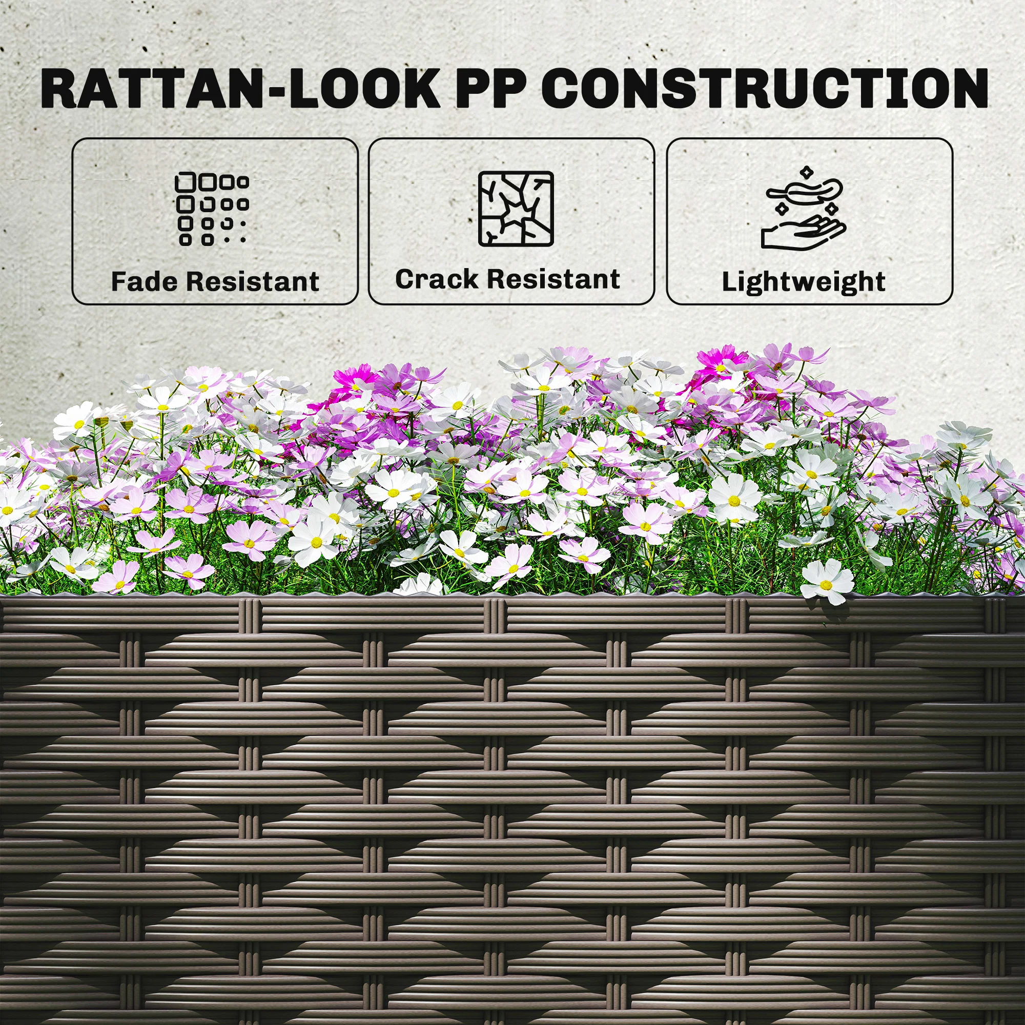 3PCS Plastic Planter Box with Trellis, Self-Watering Raised Garden Bed with Trellis and Automatic Watering Timer Kit, Outdoor Raised Planter with Drainage Holes, Plugs and Water Reservoir - Image 10