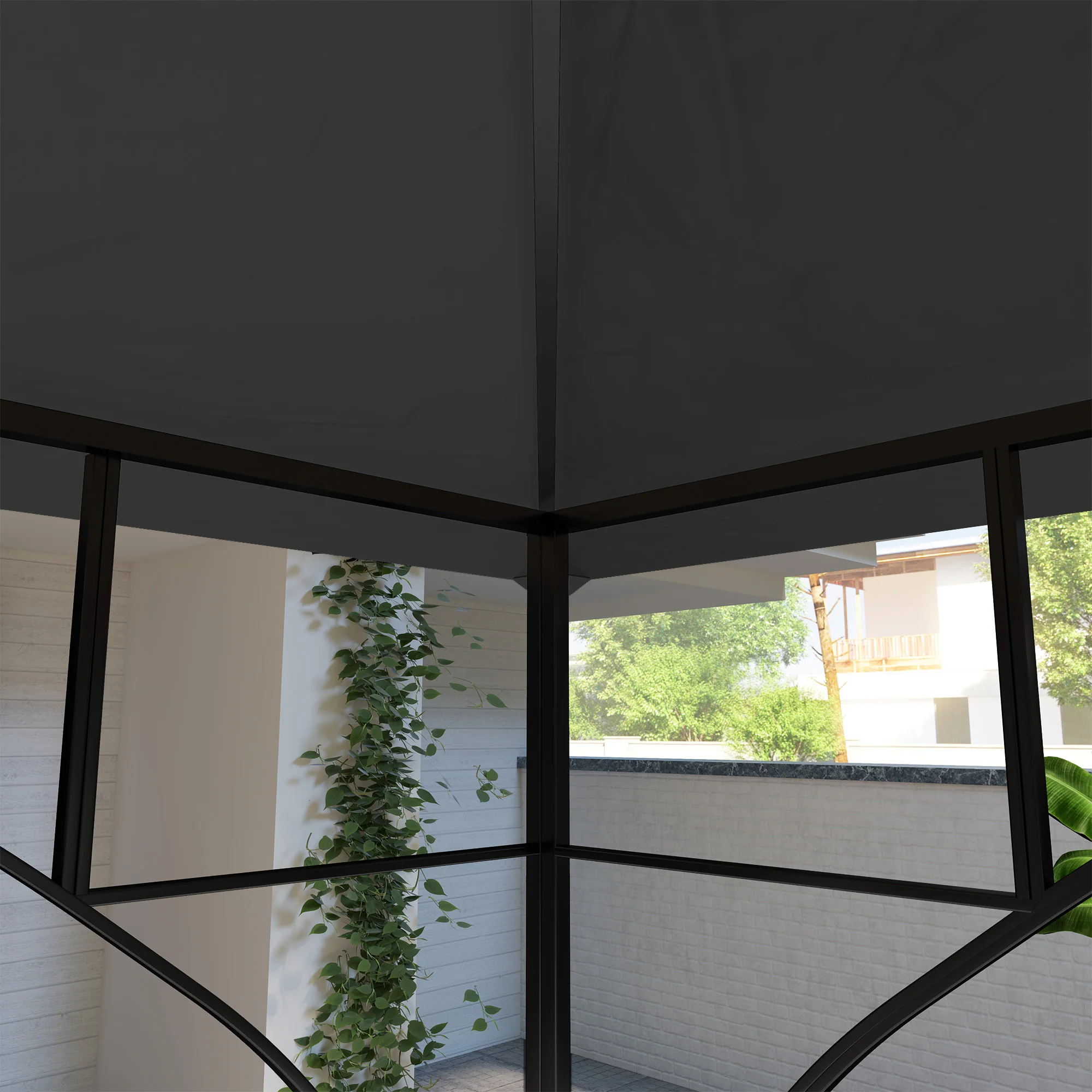 3 x 3m Replacement Gazebo Canopy, Double Tier Roof Top for Garden, Patio, Black (TOP ONLY) - Image 11
