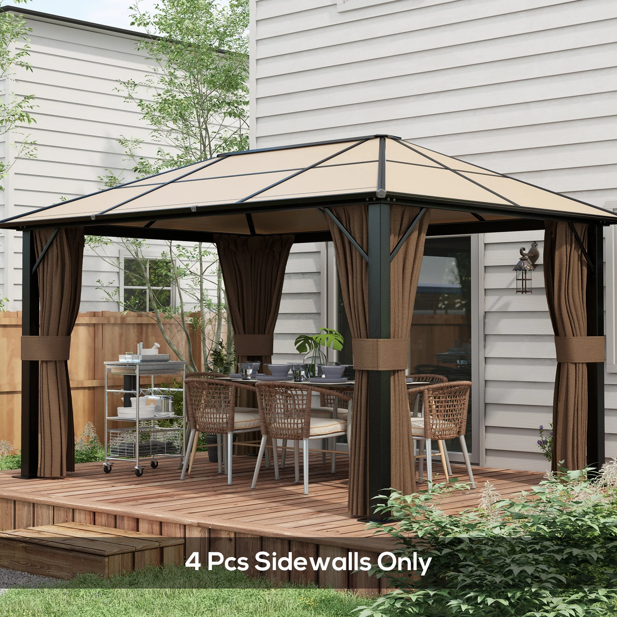 4 Pack Replacement Gazebo Privacy Panel for Most 3 x 4m Gazebo Canopy Pavillion, Dark Brown - Image 4