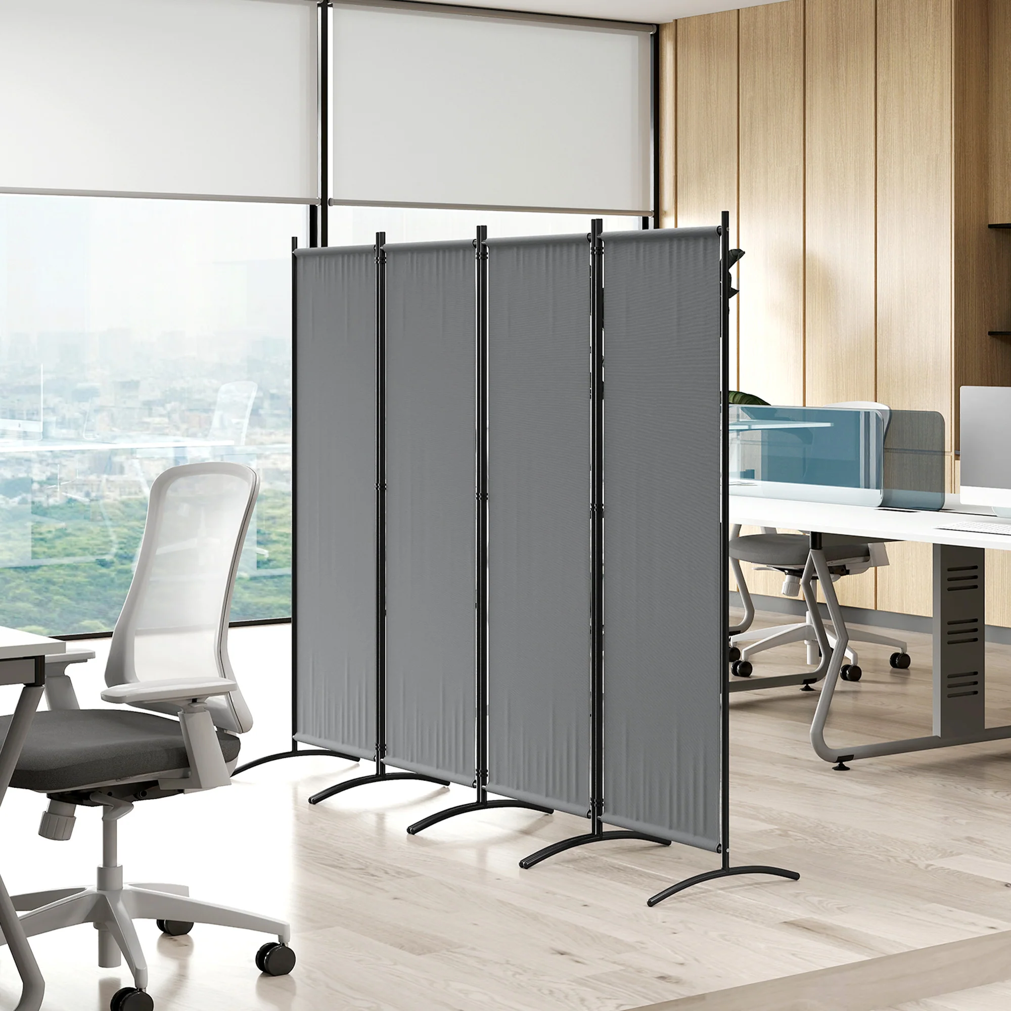 Folding Room Divider, Privacy Screen for Home Office Bedroom, 5.6FT Tall, Dark Grey - Image 10