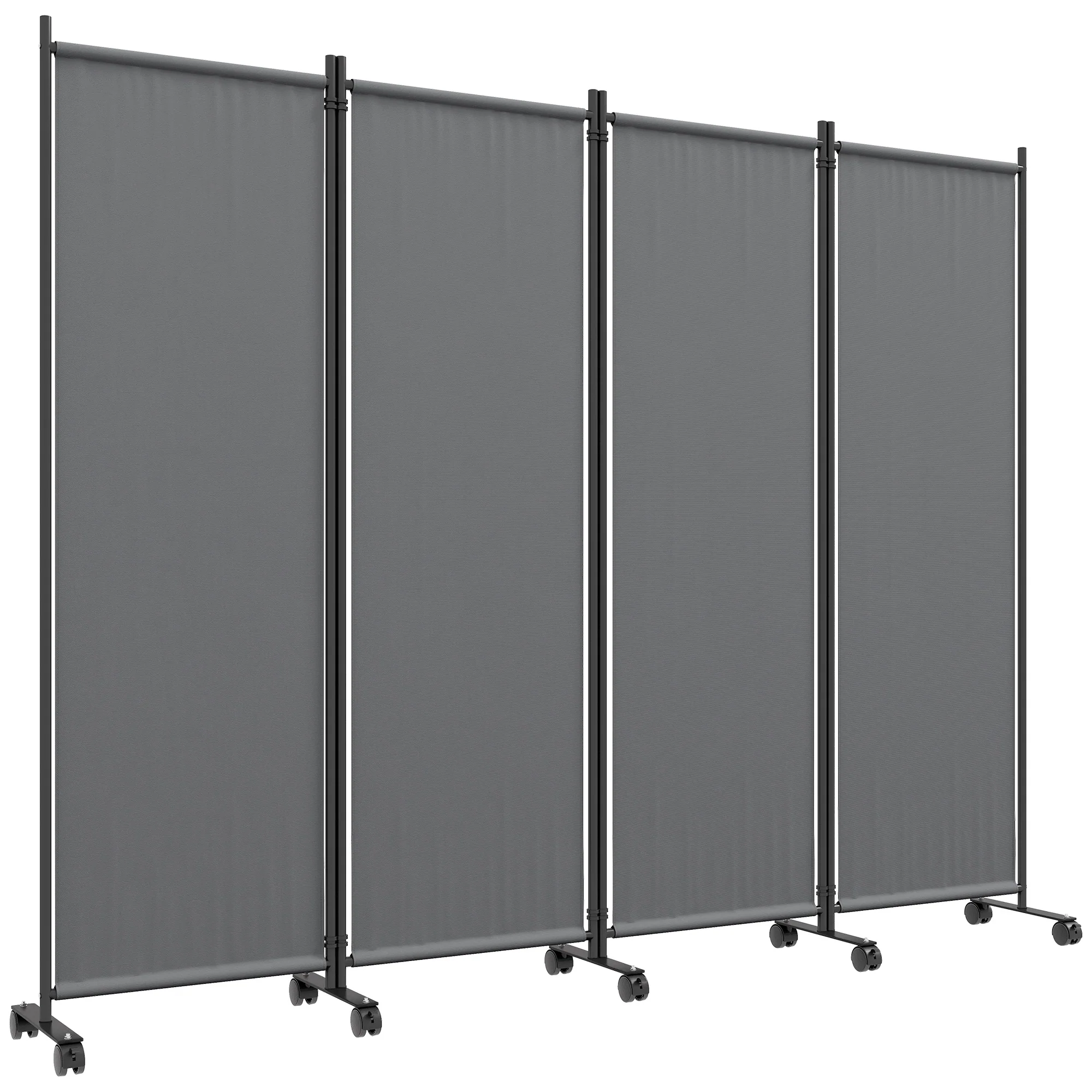 Folding Room Divider with Castor Wheels, Rolling Privacy Screen for Home Office Bedroom, 5.6ft Tall - Image 12