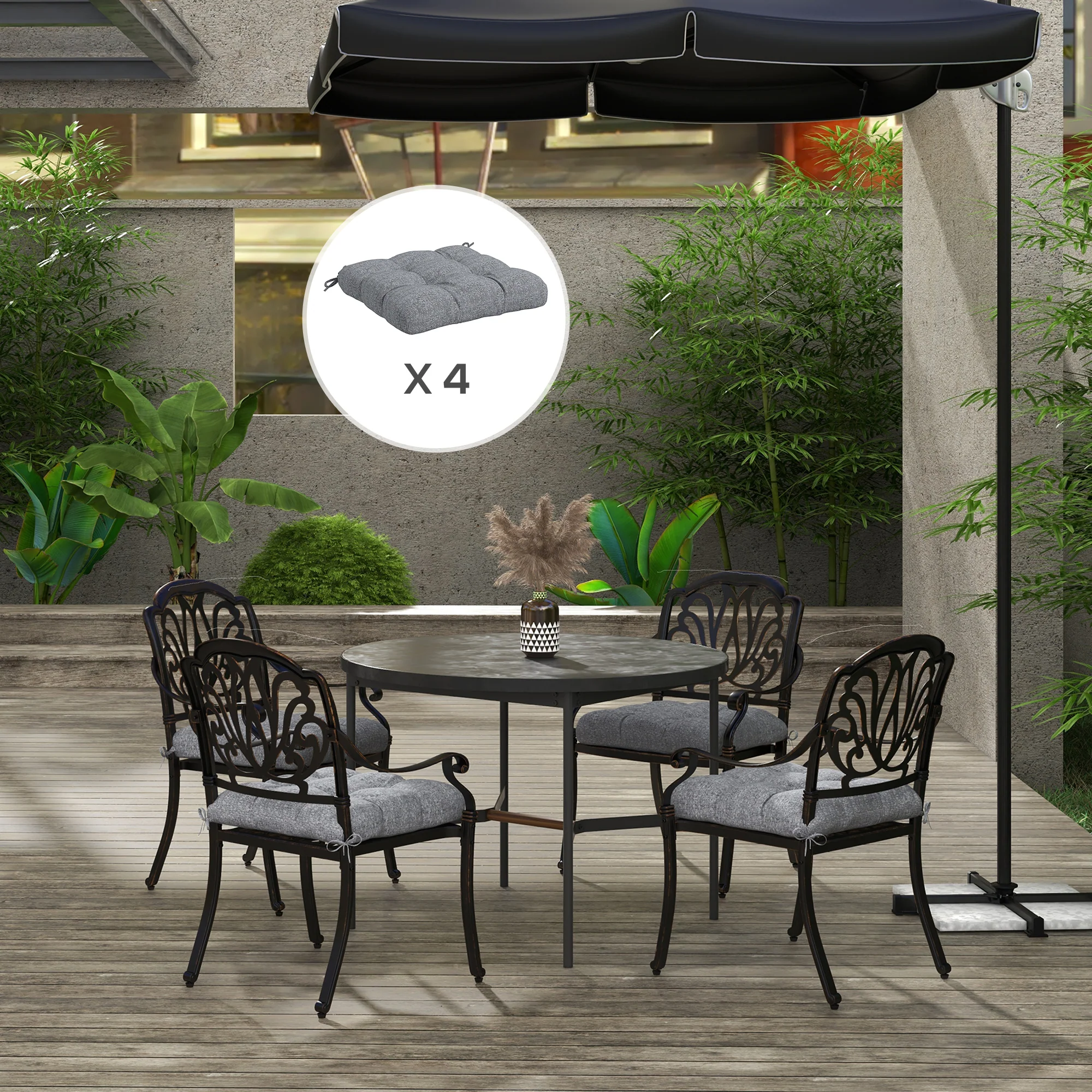 4-Piece Seat Cushion Pillows Replacement, Patio Chair Cushions Set with Ties for Indoor Outdoor - Image 9