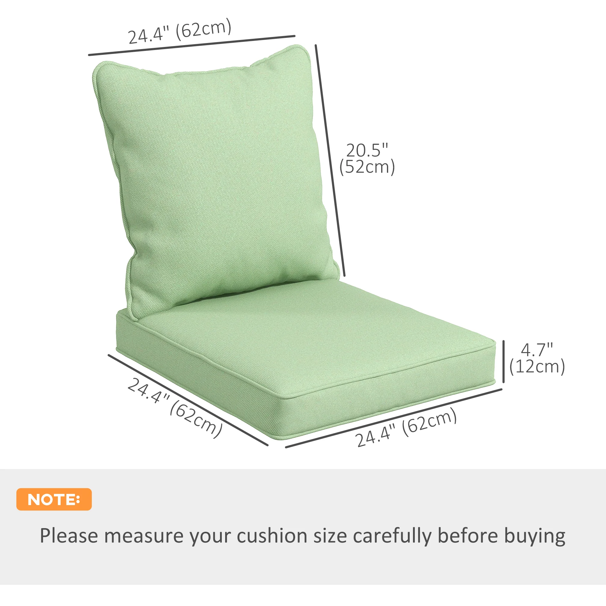 4-Piece Seat Cushion Back Pillows Replacement, Outdoor Patio Chair Cushions Set, Green - Image 5