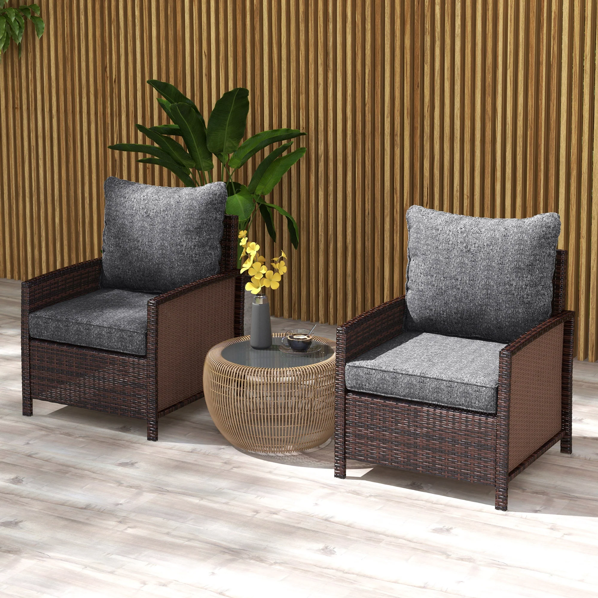 4-Piece Seat Cushion Pillows Replacement, Patio Chair Cushions Set with Back, Grey - Image 4