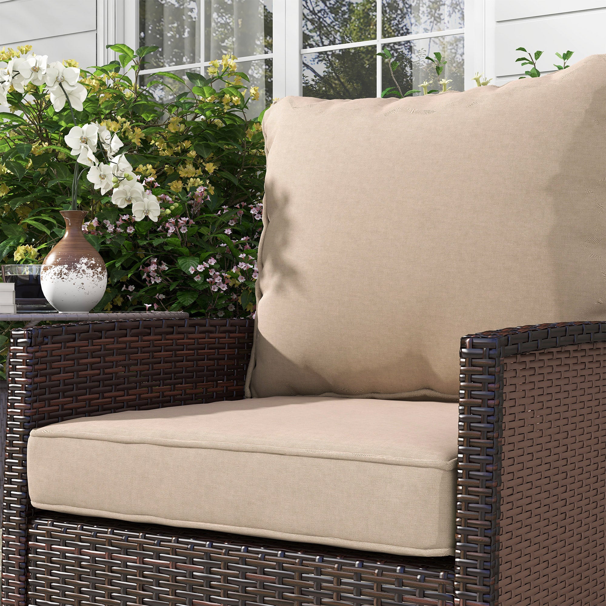 4-Piece Seat Cushion Pillows Replacement, Patio Chair Cushions Set with Back, Beige - Image 8