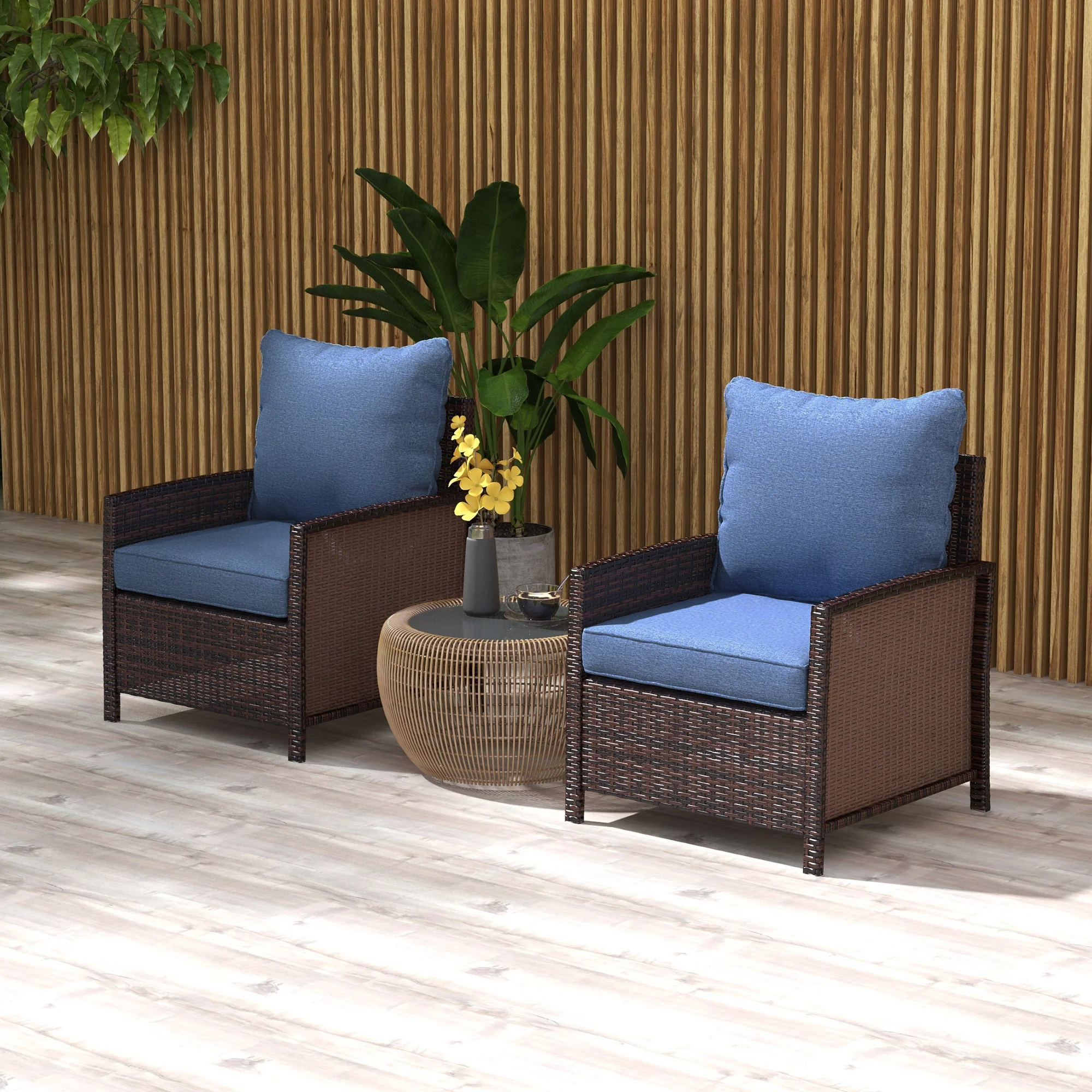 4-Piece Seat Cushion Pillows Replacement, Patio Chair Cushions Set with Back, Blue - Image 4