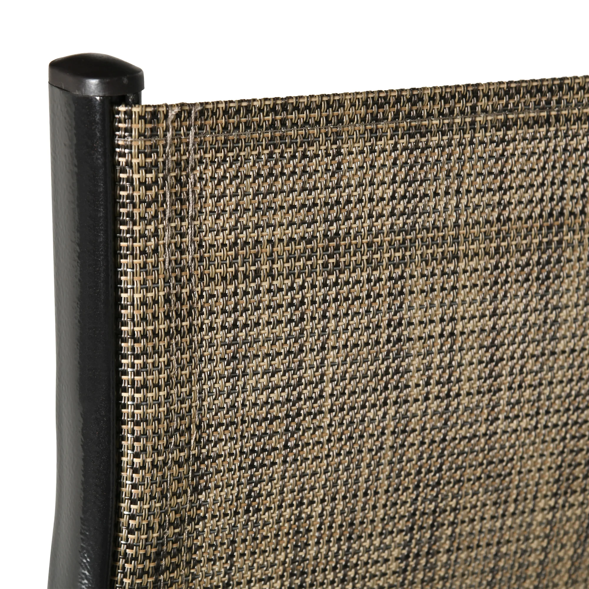 4 Pieces Garden Chairs, Stackable Outdoor Chairs with High Backrest and Armrest, Breathable Mesh Fabric Dining Chair Set of 4, Mixed Brown - Image 10