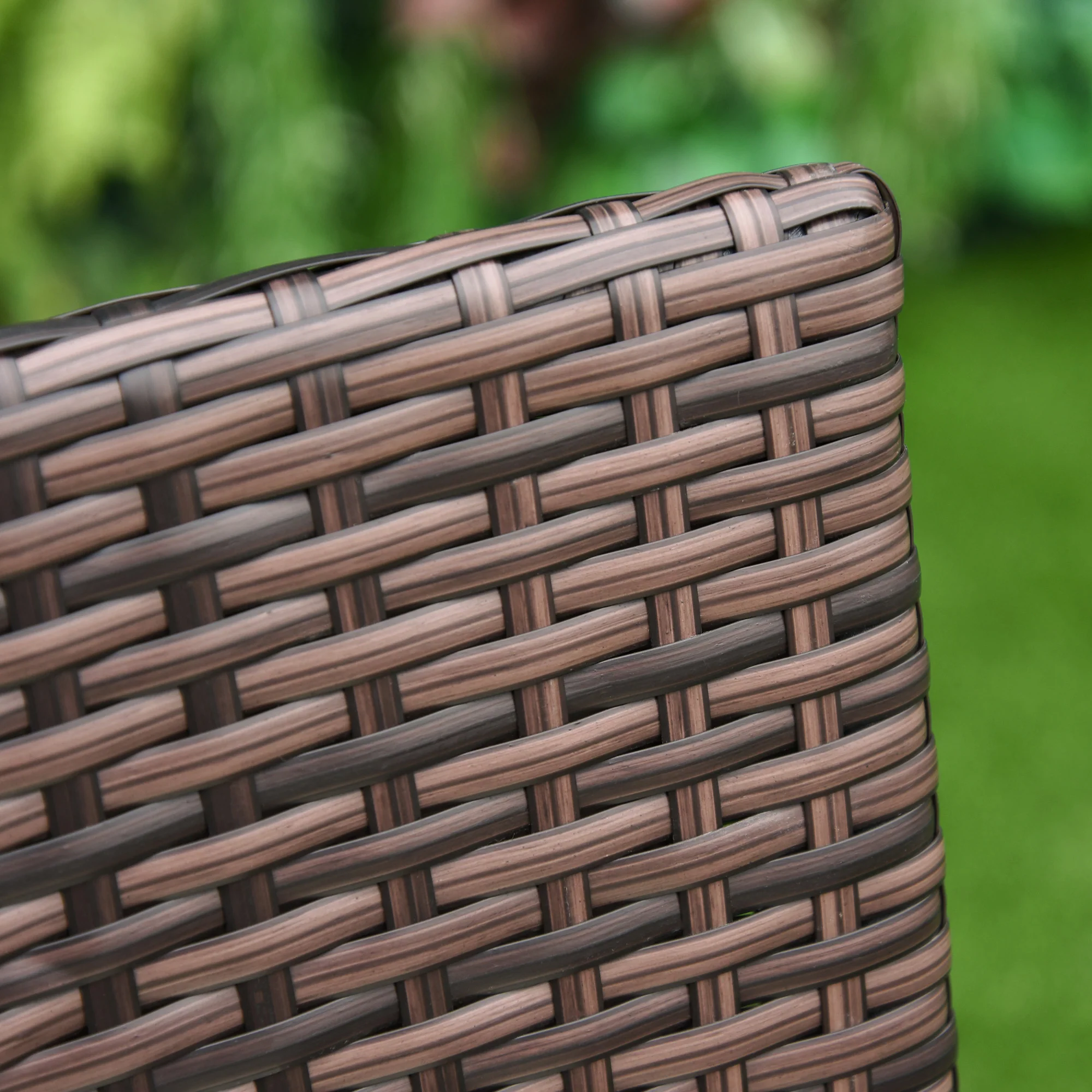 4 Pieces Outdoor Rattan Armchairs Set with Cushion, High Backrest, Mixed Brown - Image 10