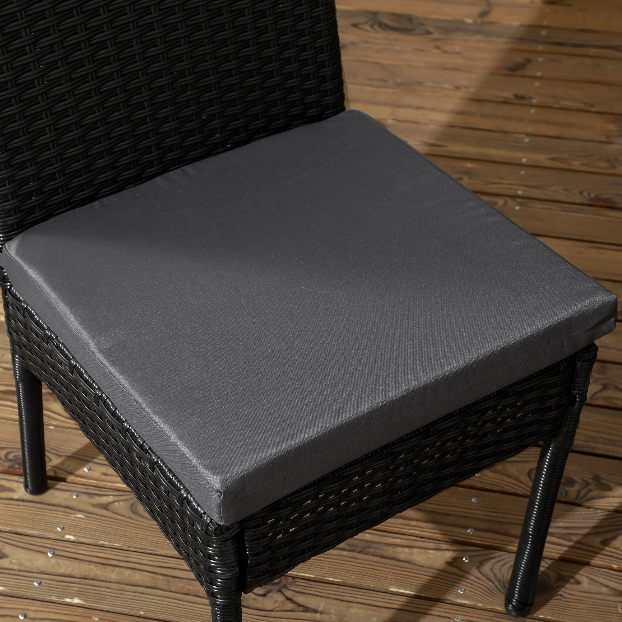 4 Pieces PE Rattan Dining Chairs with Cushion for Patio, Deck, Garden, Black - Image 9