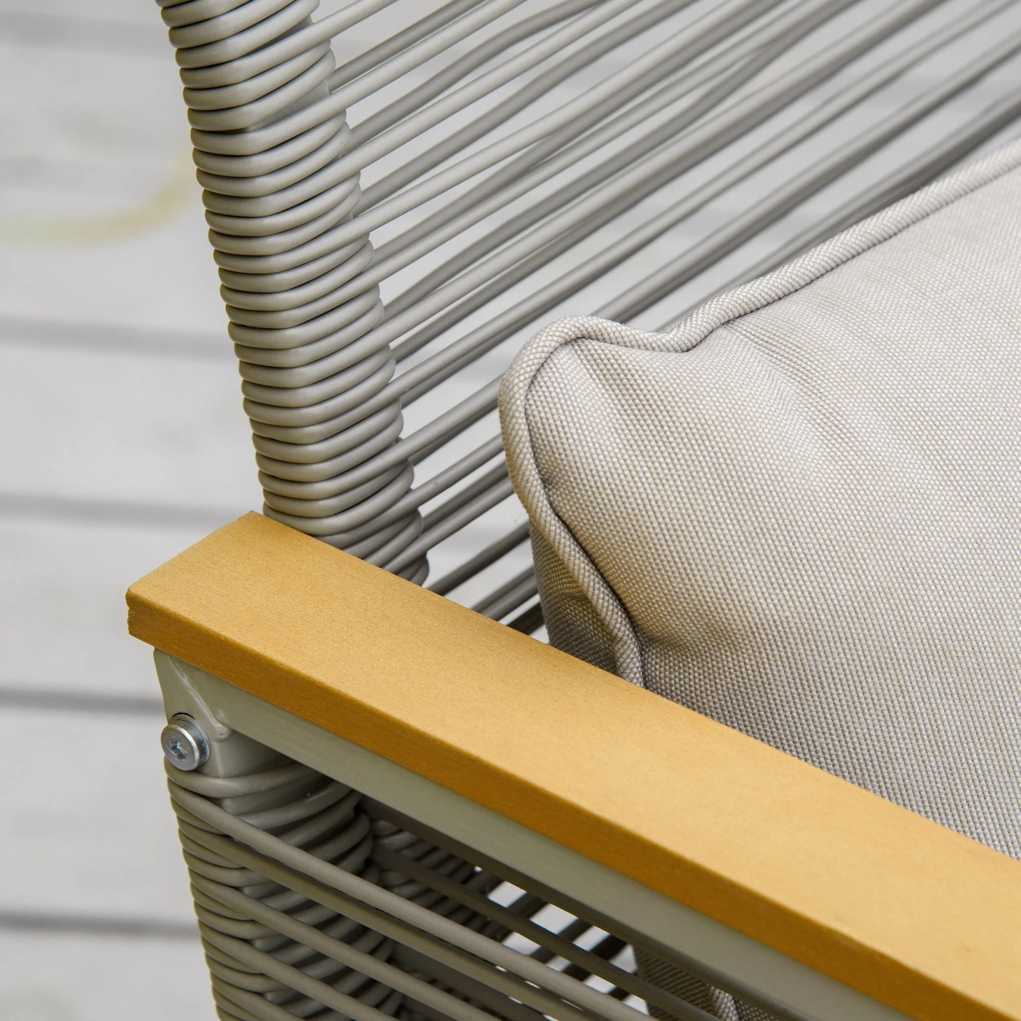 4 Pieces Rattan Garden Furniture Set, Metal Frame Outdoor Furniture Sofa Set with Cushions, Pillows & Tempered Glass Top Table, Wicker Garden Sofa for Conservatory, Patio, Grey - Image 10
