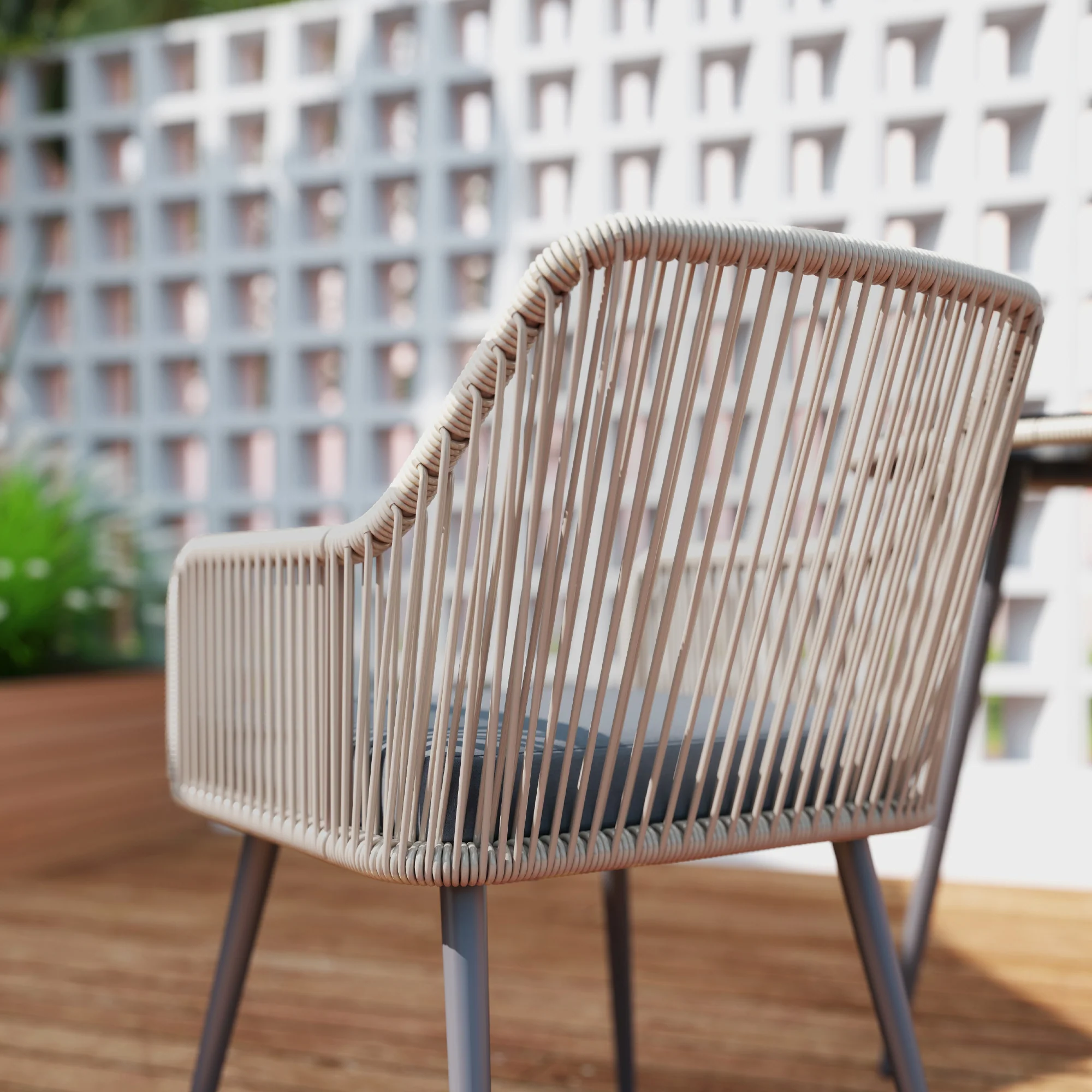 4 Seater Rattan Dining Set with Parasol Hole & Cushions for Patio, Garden, Light Brown - Image 9