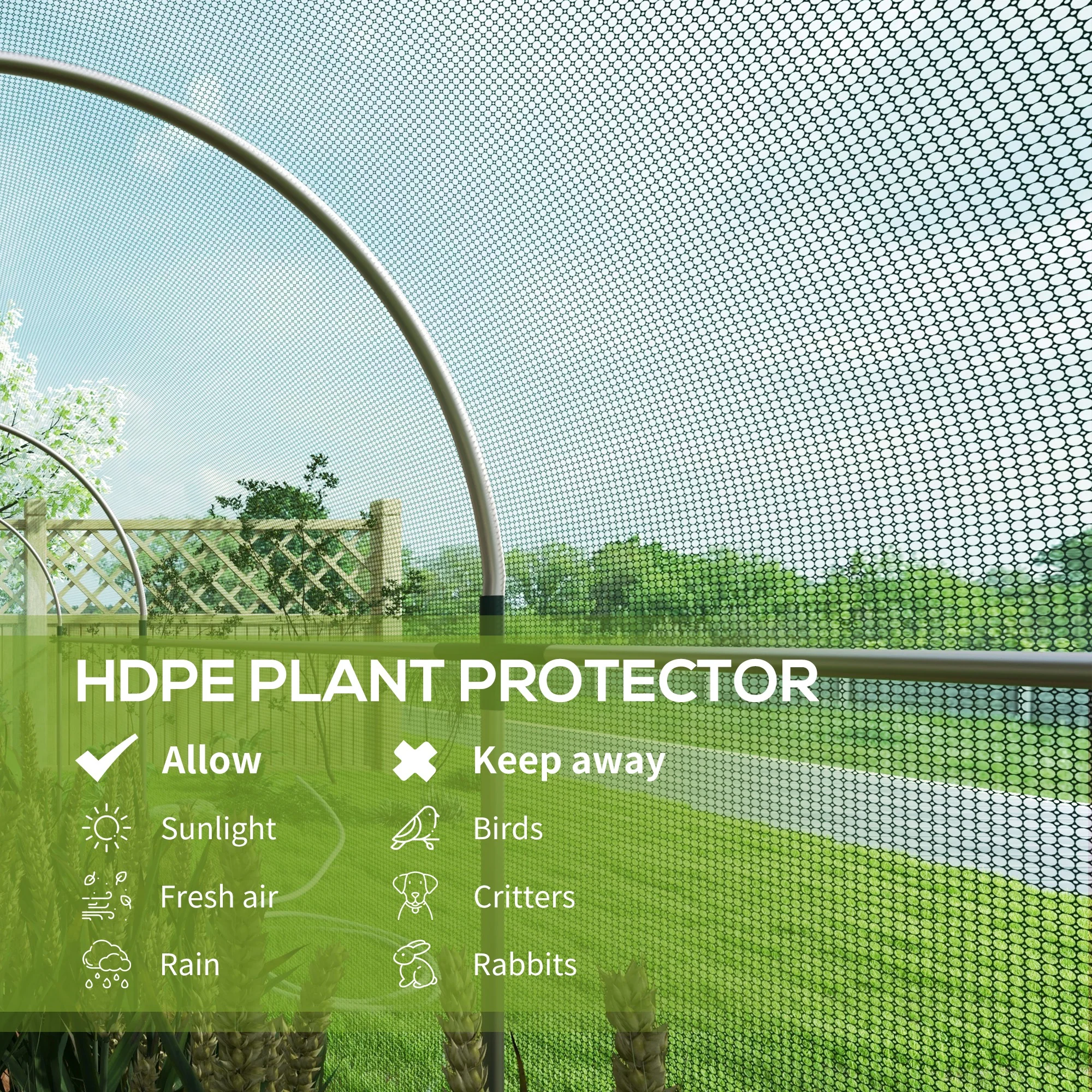 4' x 12' Plant Protection Cage with Zippered Door & Galvanized Frame, Green - Image 6