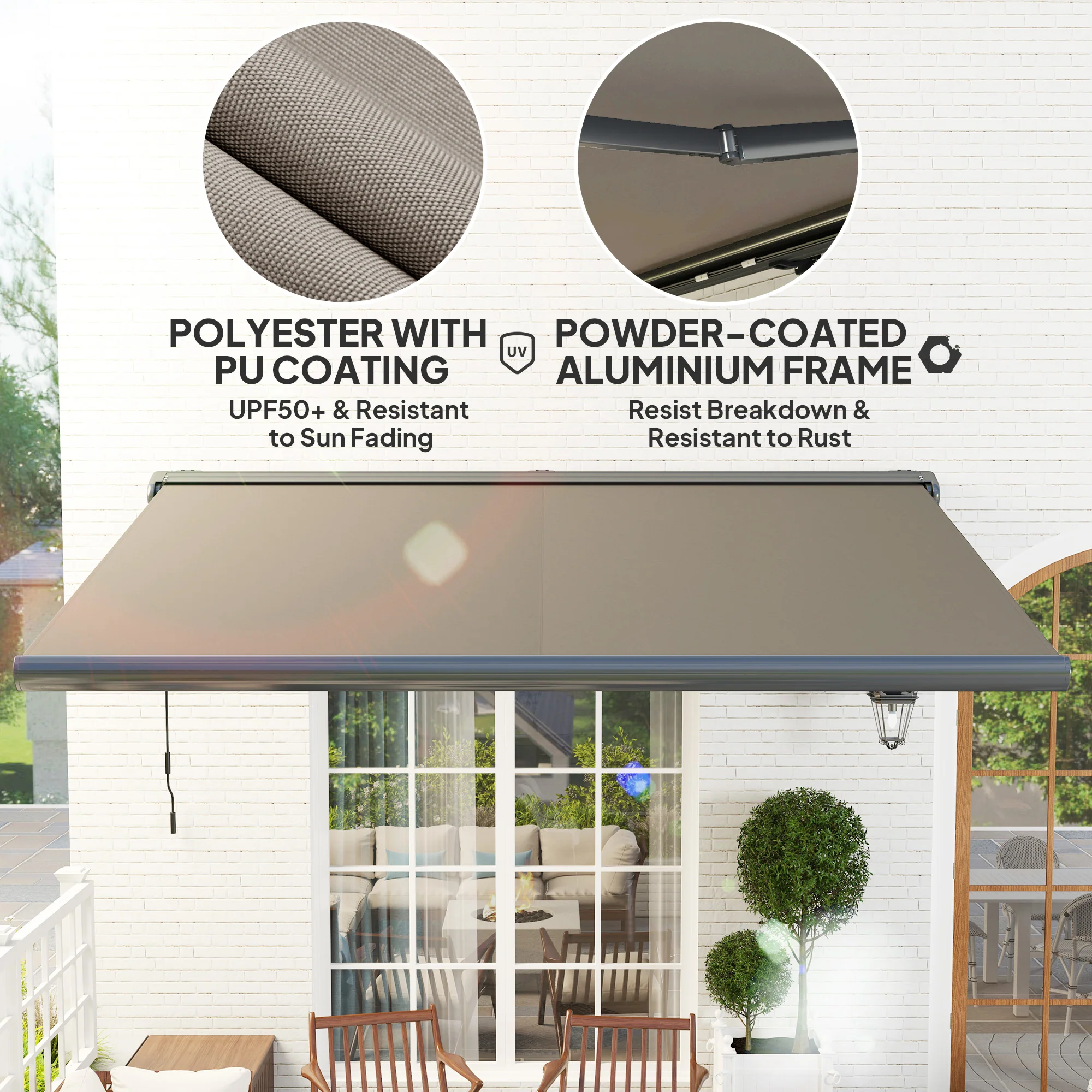 4 x 3m Full Cassette Electric Awning with Remote Controller, UPF50+, Light Grey - Image 8
