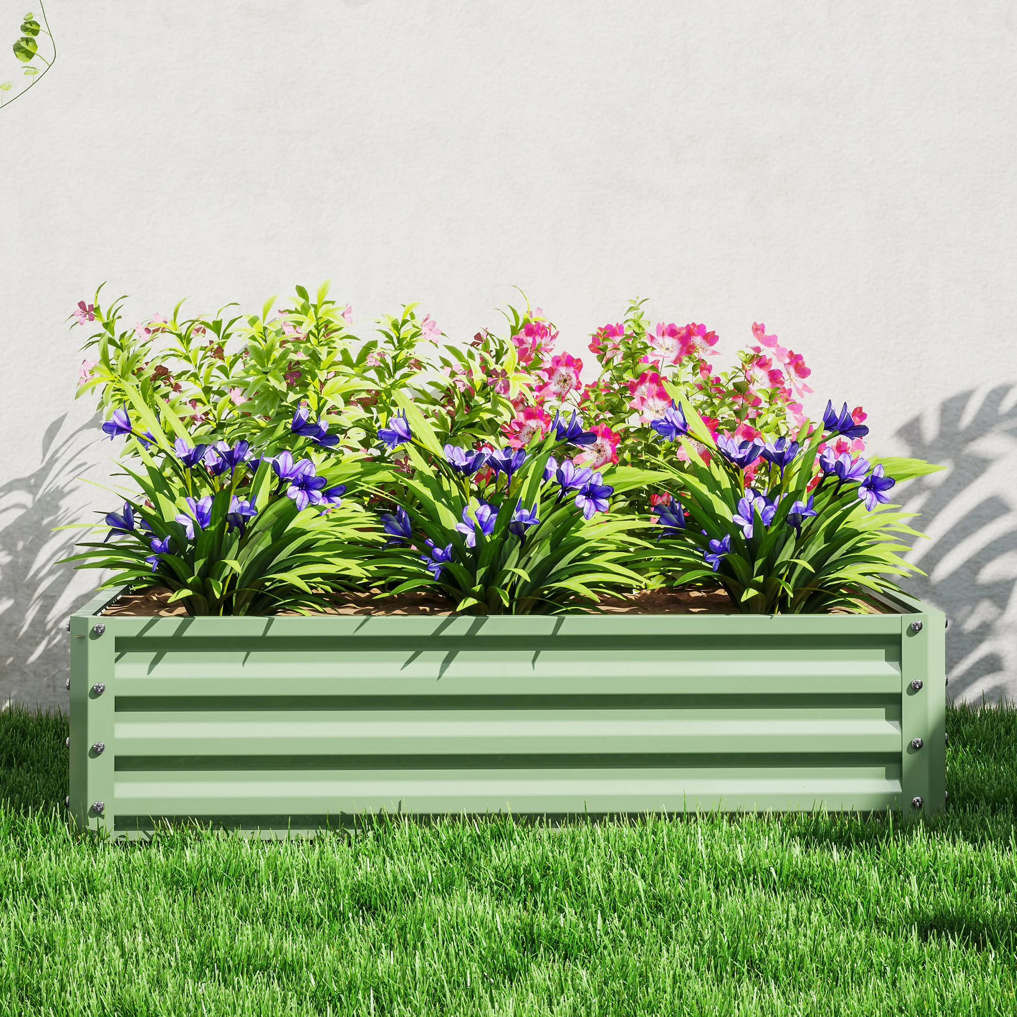 4' x 4' x 1' Raised Garden Bed Galvanized Steel Planter Box for Vegetables, Flowers, Herbs, Light Green - Image 11