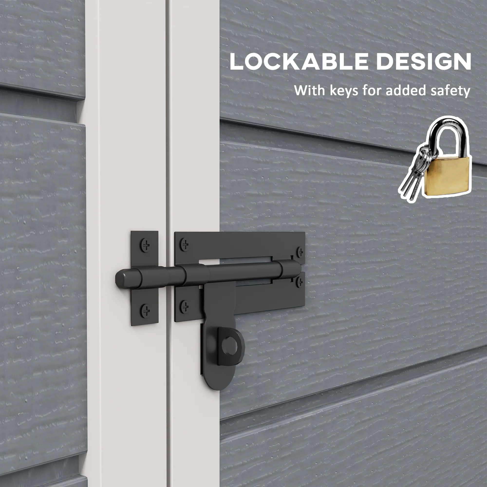 4 x 5FT Lean to Plastic Garden Shed w/ Lockable Doors, Window, Vent and Plastic Roof, Grey - Image 8